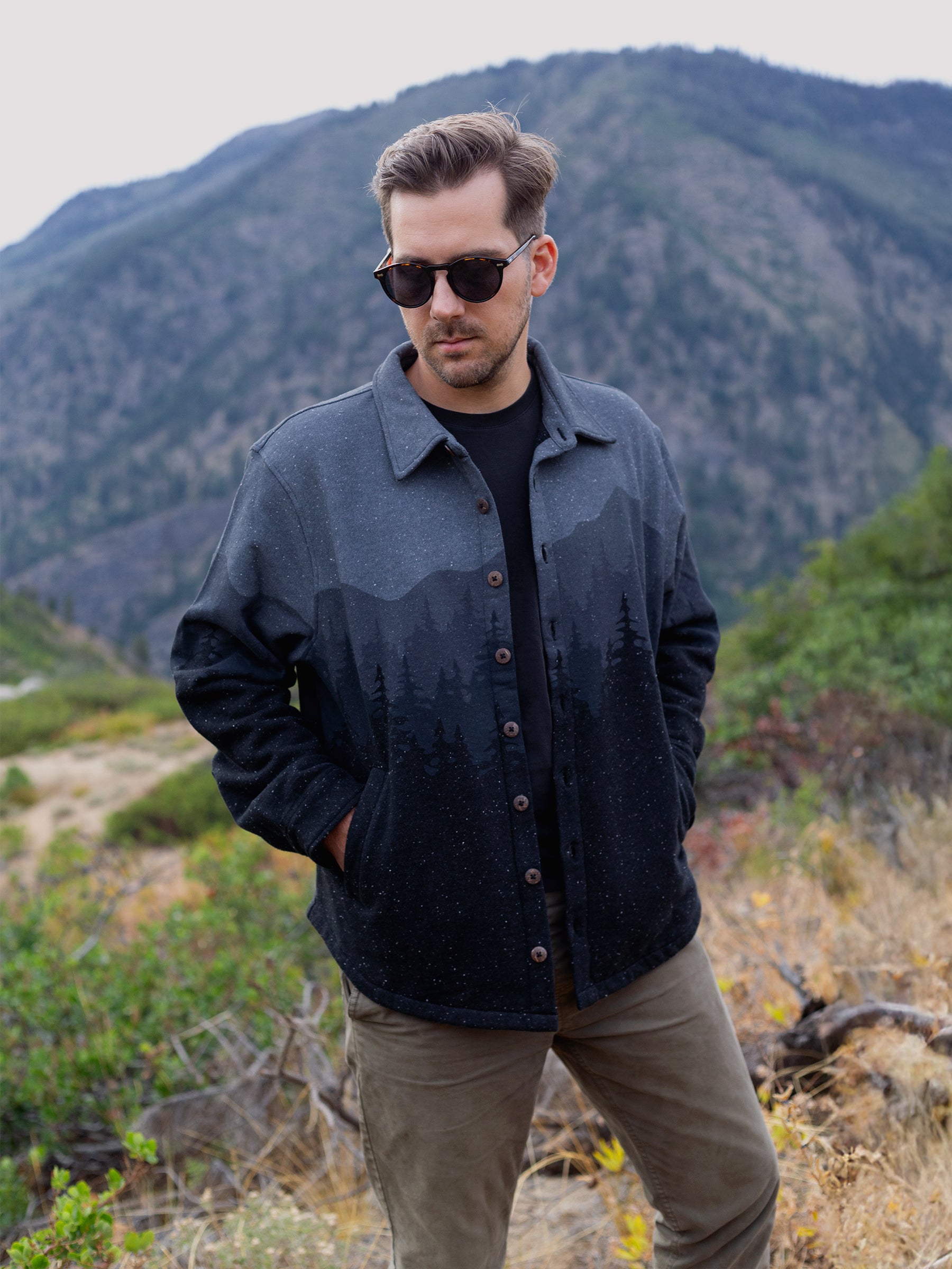 Dark Frost Blanket Shirt, a Organic Jacket by Happy Earth Apparel