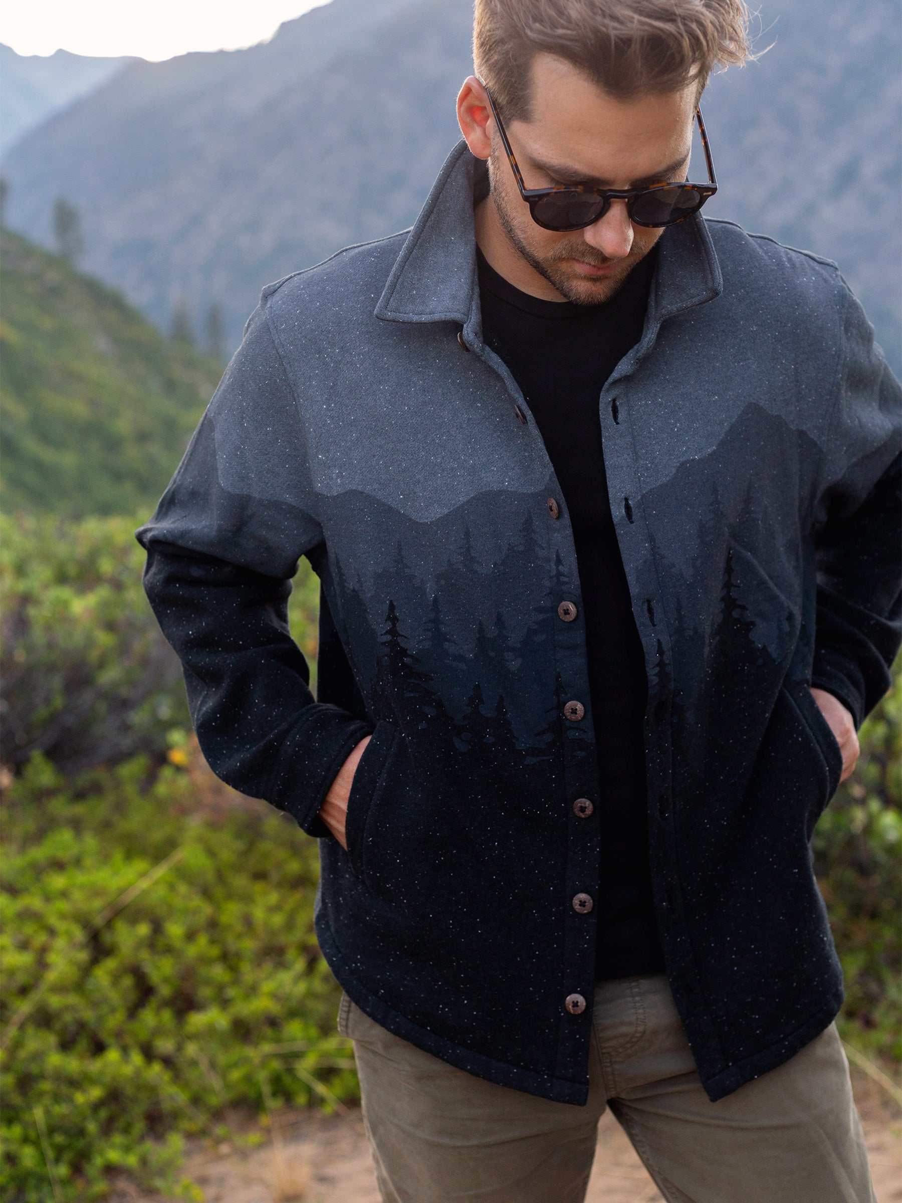 Dark Frost Blanket Shirt, a Organic Jacket by Happy Earth Apparel