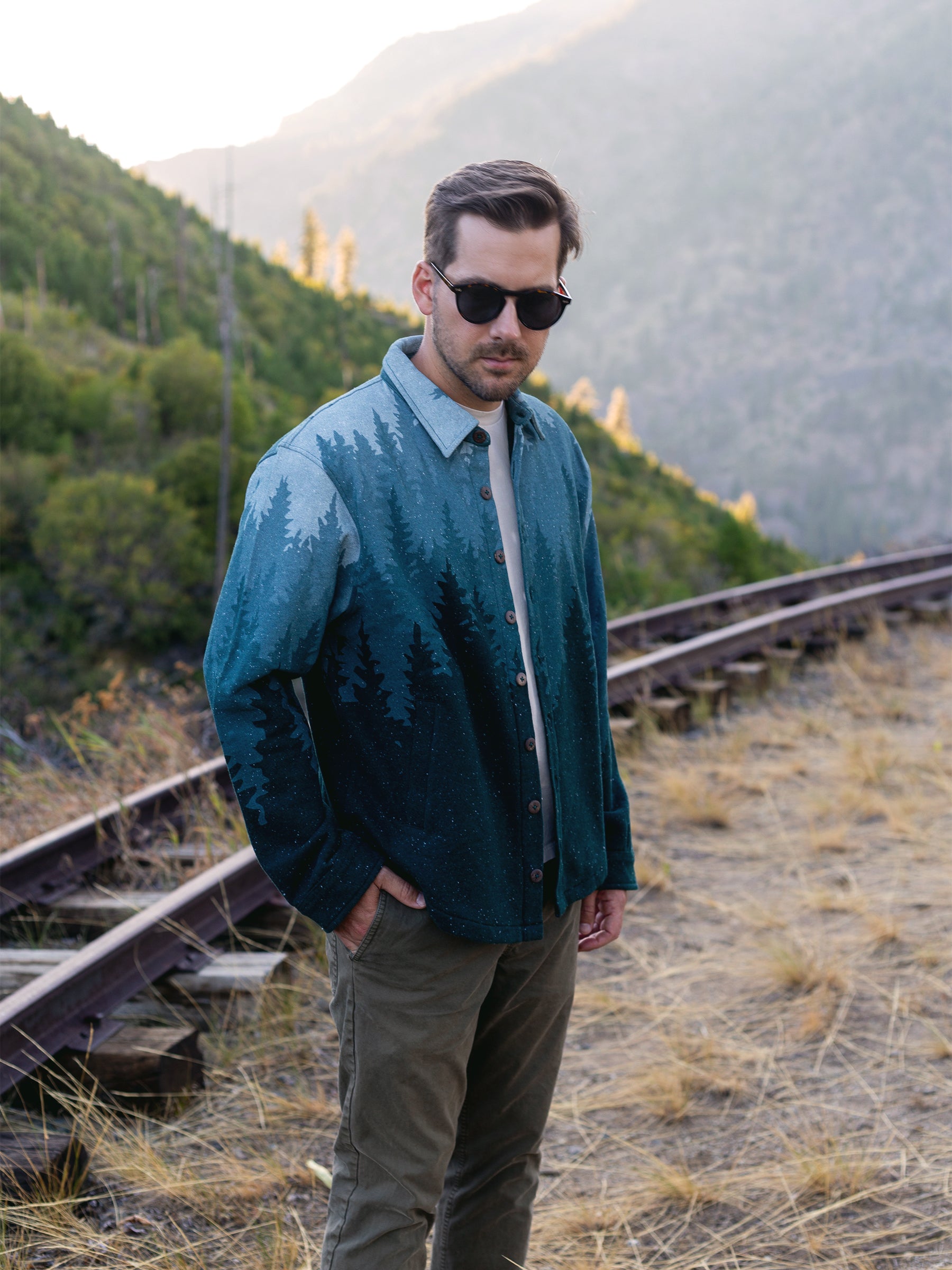 Misty Forest Blanket Shirt, a Organic Jacket by Happy Earth Apparel