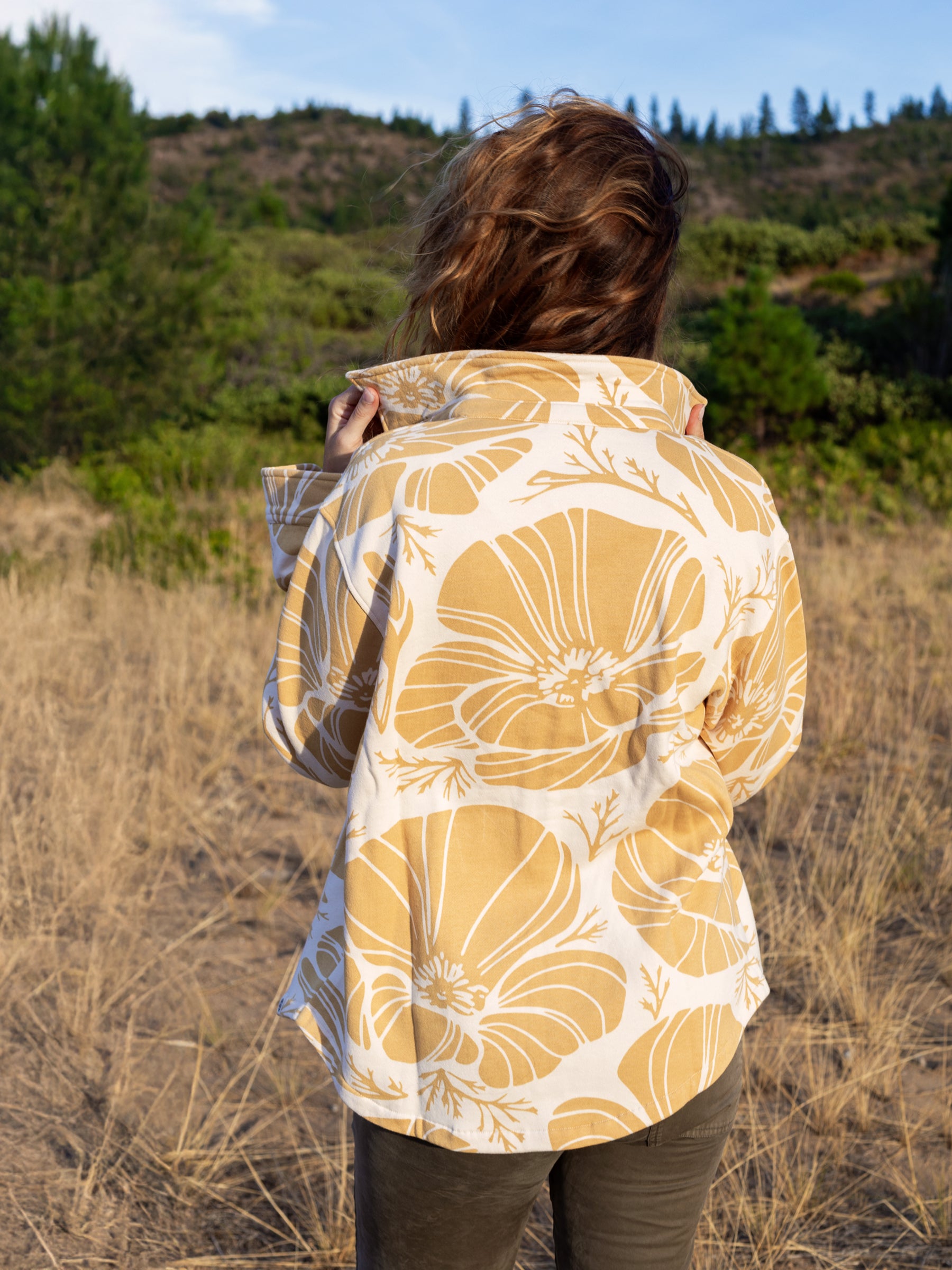 Poppies Blanket Shirt, a Organic Jacket by Happy Earth Apparel