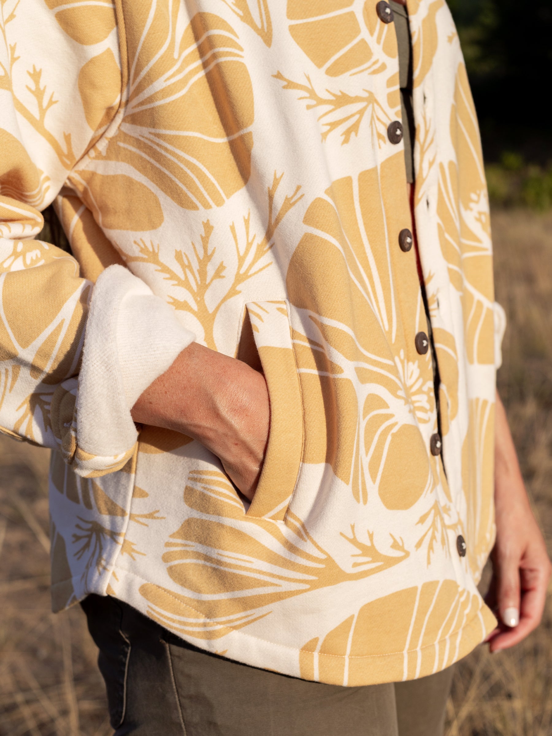 Poppies Blanket Shirt, a Organic Jacket by Happy Earth Apparel