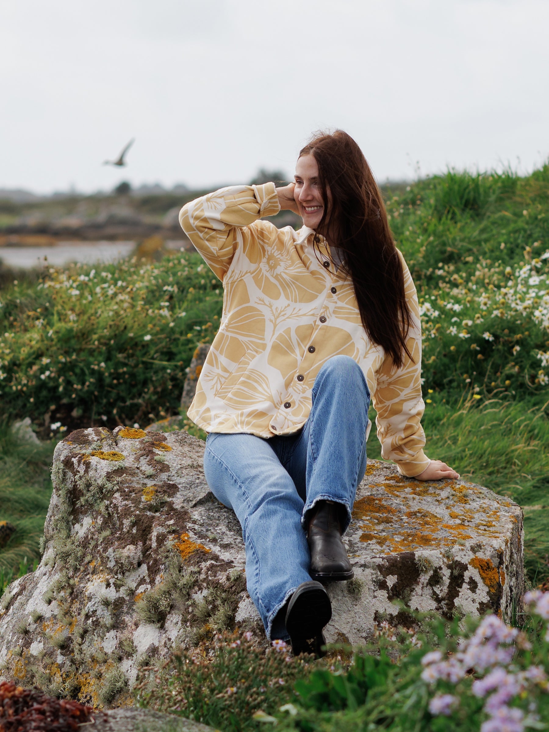 Poppies Blanket Shirt, a Organic Jacket by Happy Earth Apparel