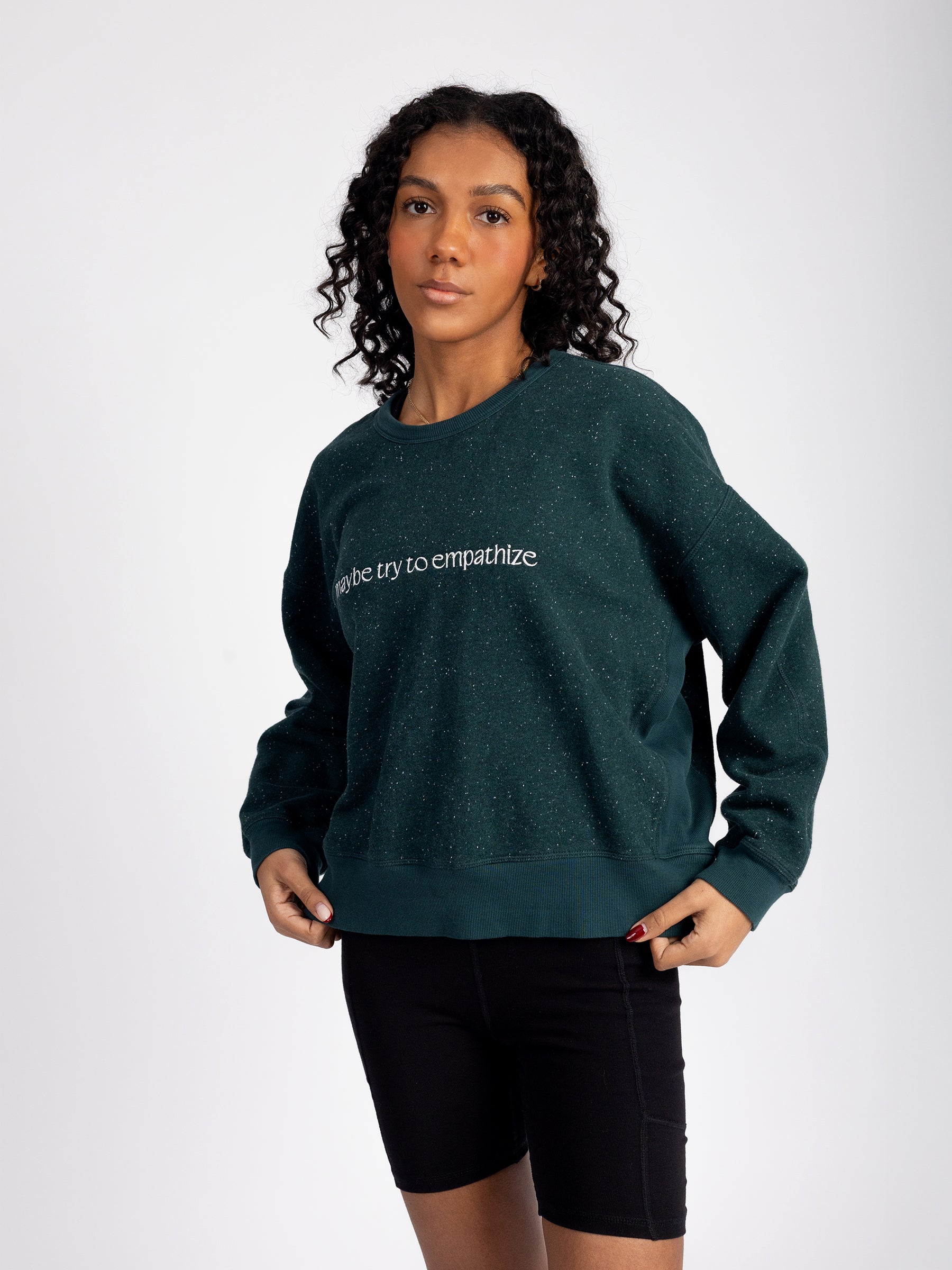 MAYBE EMPATHIZE Embroidered Organic Pullover