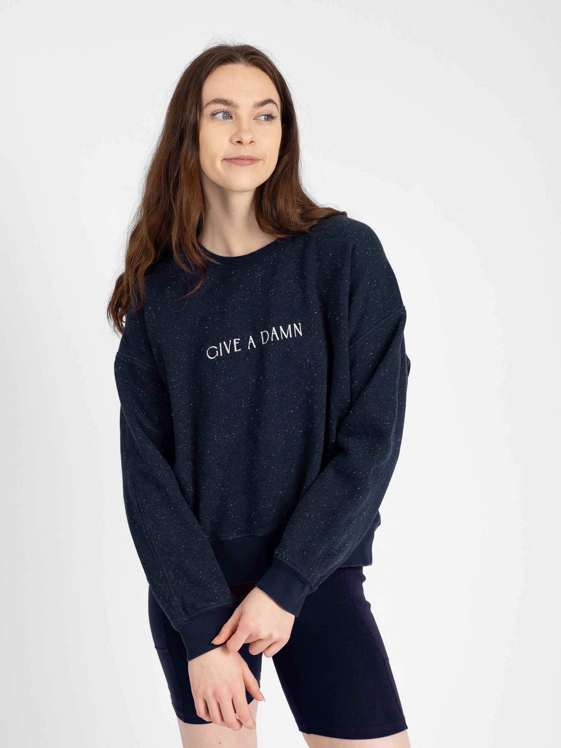 GIVE A DAMN Embroidered Organic Pullover