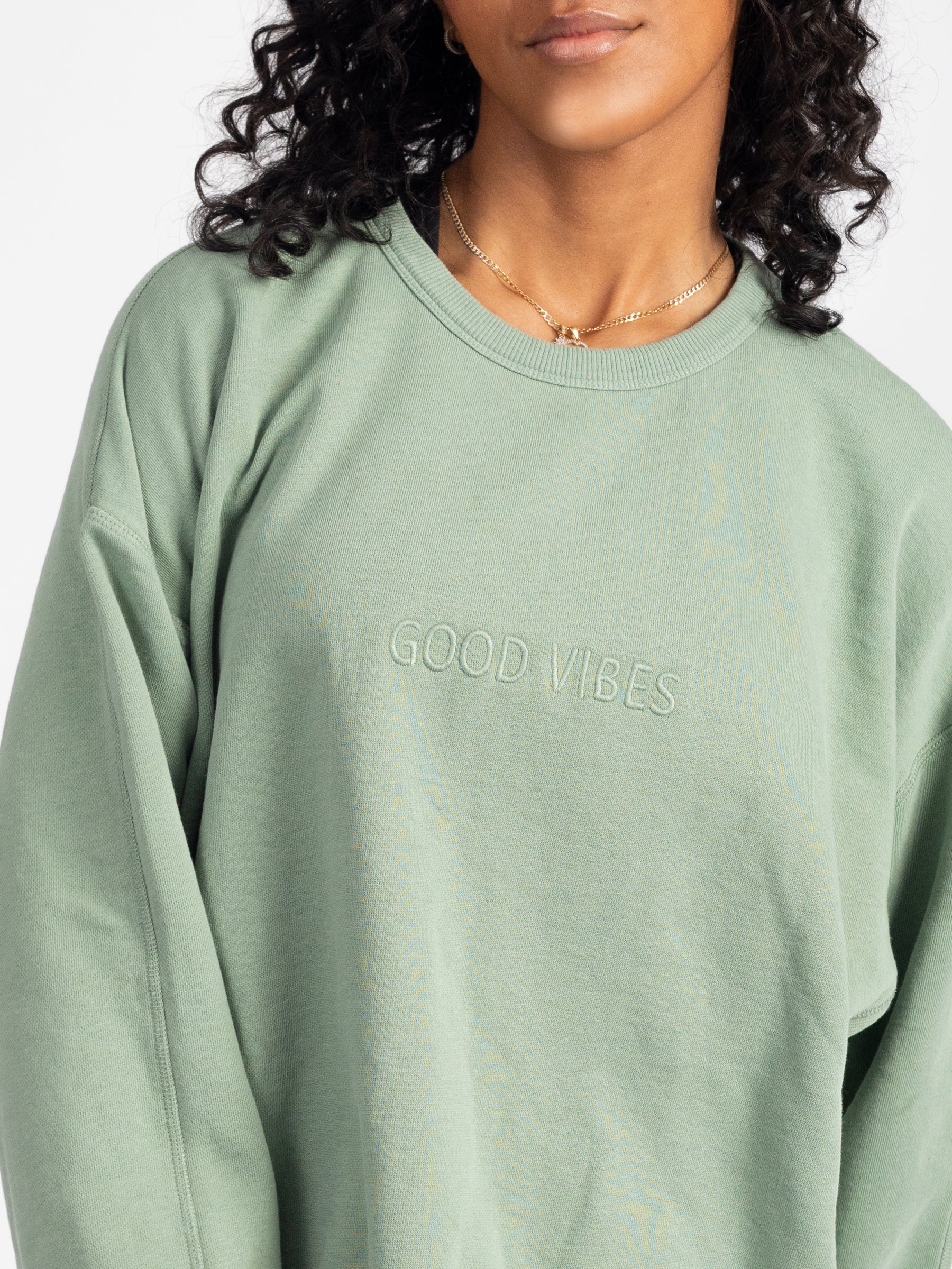 GOOD VIBES Embroidered Organic Pullover
