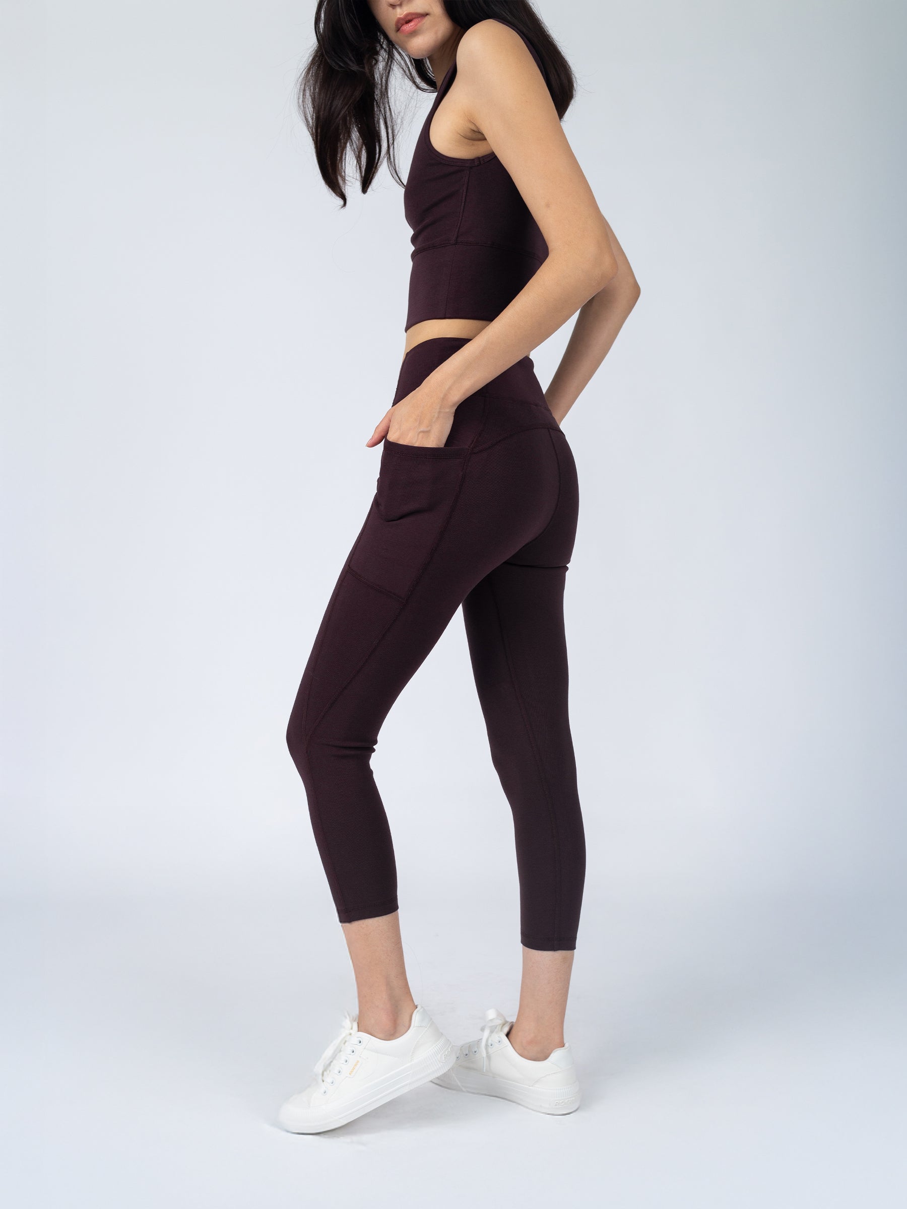 PlantTec™ Organic Crop/Petite Leggings | Espresso, a Organic Activewear by Happy Earth Apparel