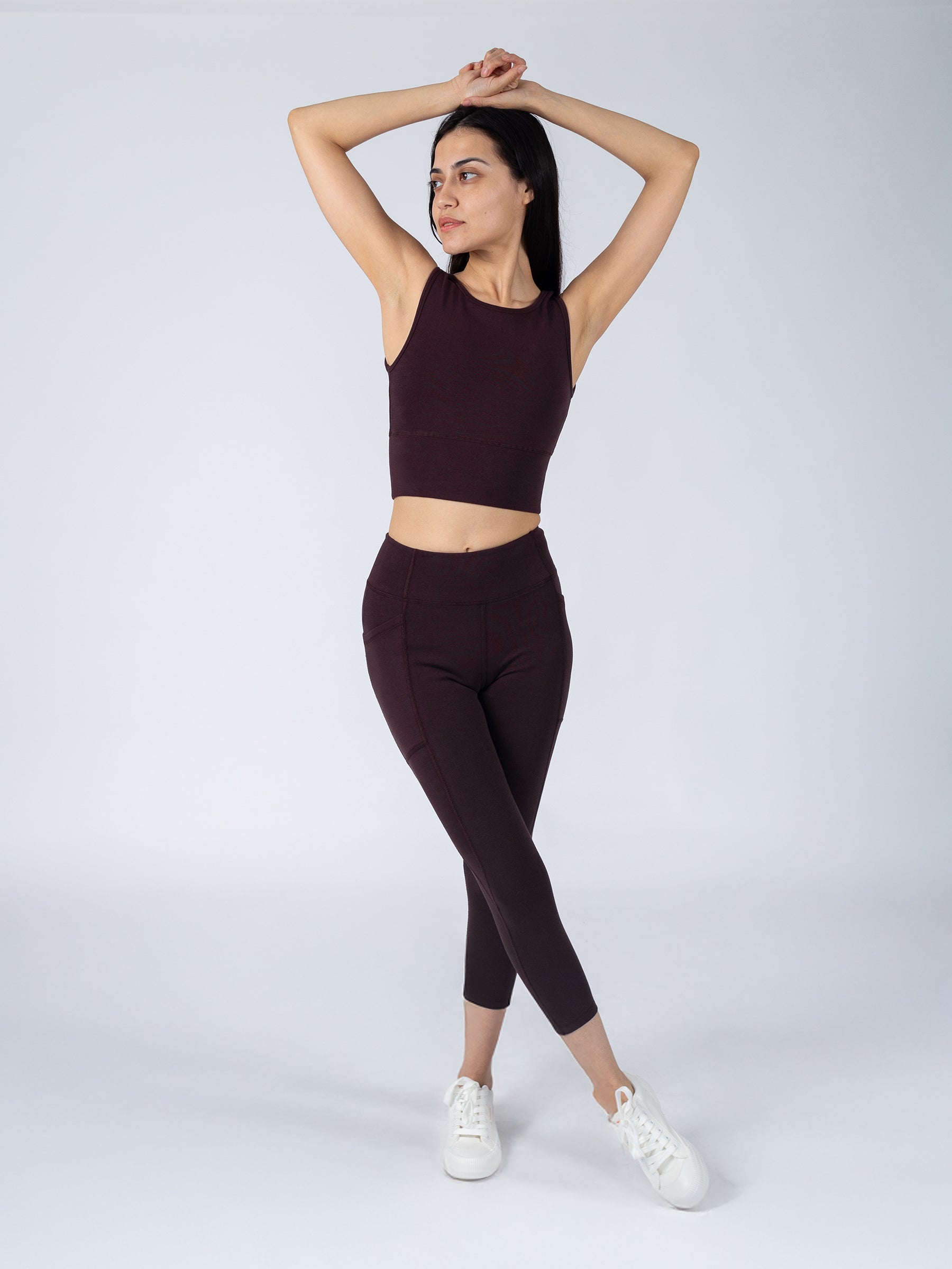 PlantTec™ Organic Crop/Petite Leggings | Espresso, a Organic Activewear by Happy Earth Apparel