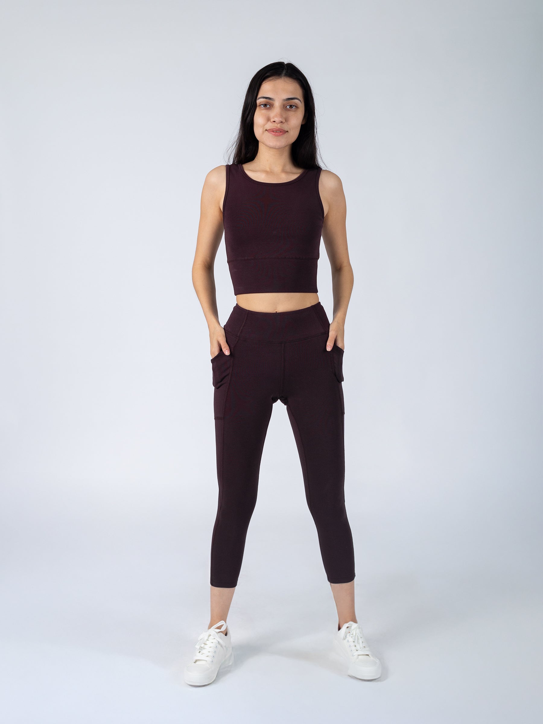 PlantTec™ Organic Crop/Petite Leggings | Espresso, a Organic Activewear by Happy Earth Apparel
