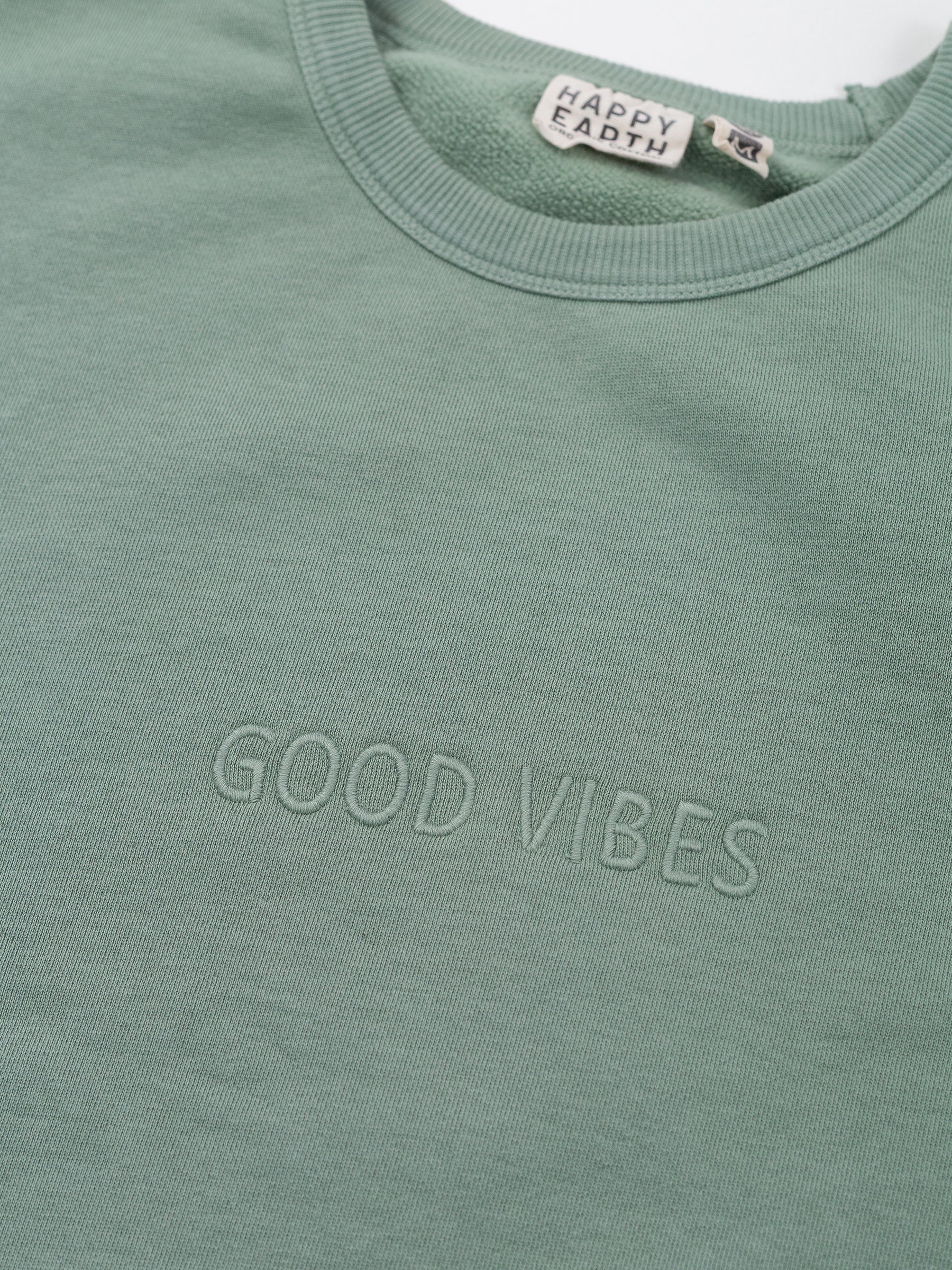 GOOD VIBES Embroidered Organic Pullover