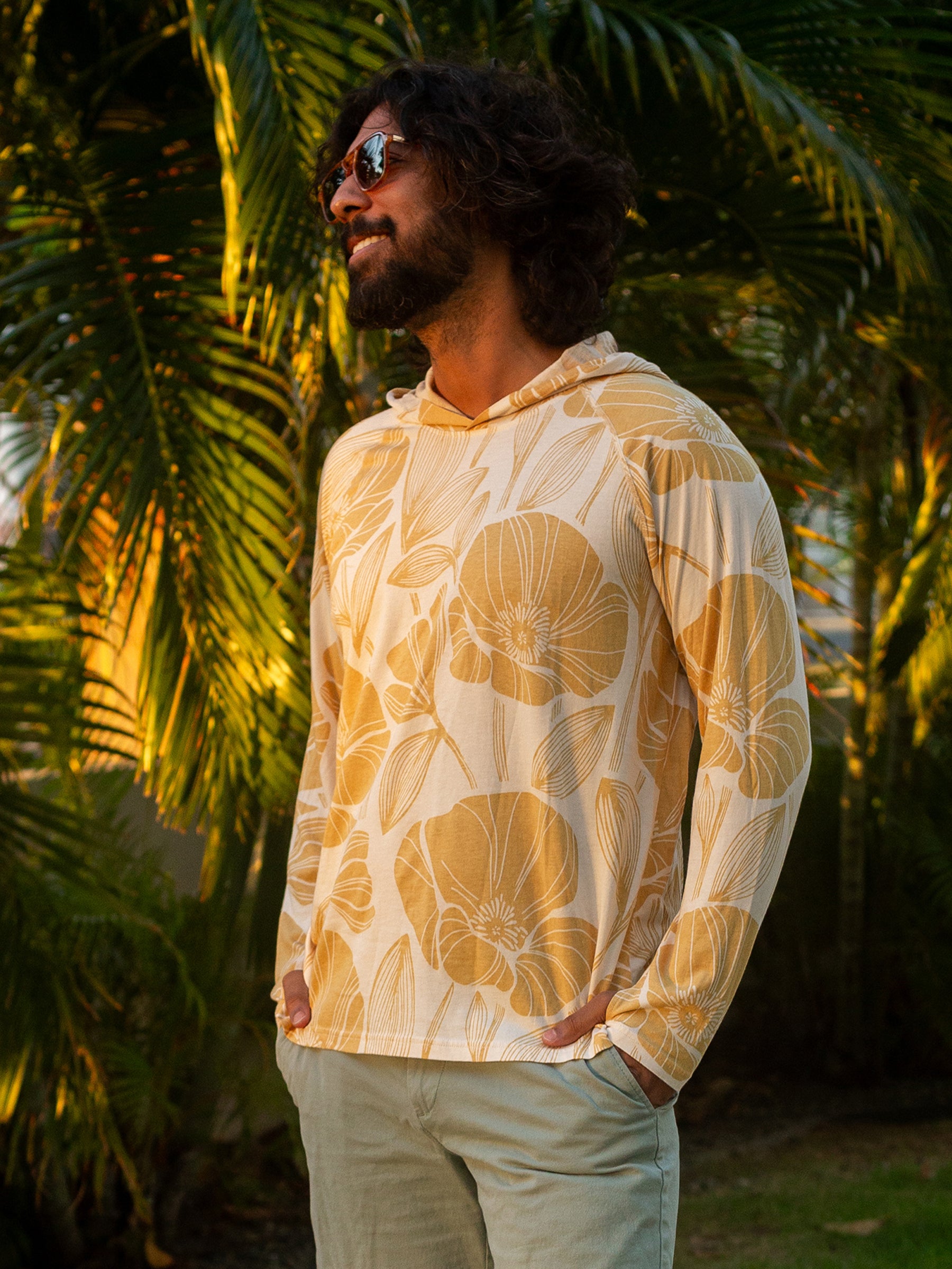 Hooded Tee | Poppies-Organic Long Sleeve Tee-Happy Earth