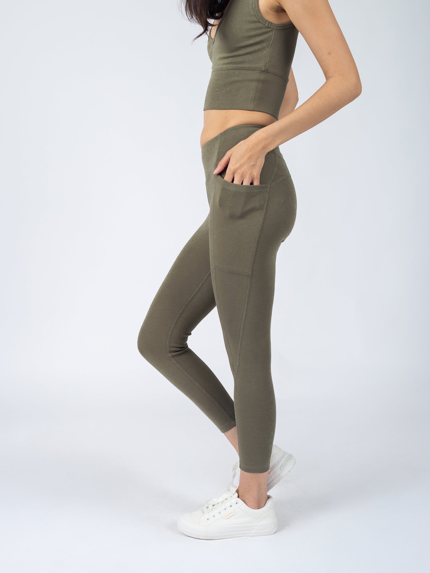 PlantTec™ Organic Crop/Petite Leggings | Cypress, a Organic Activewear by Happy Earth Apparel
