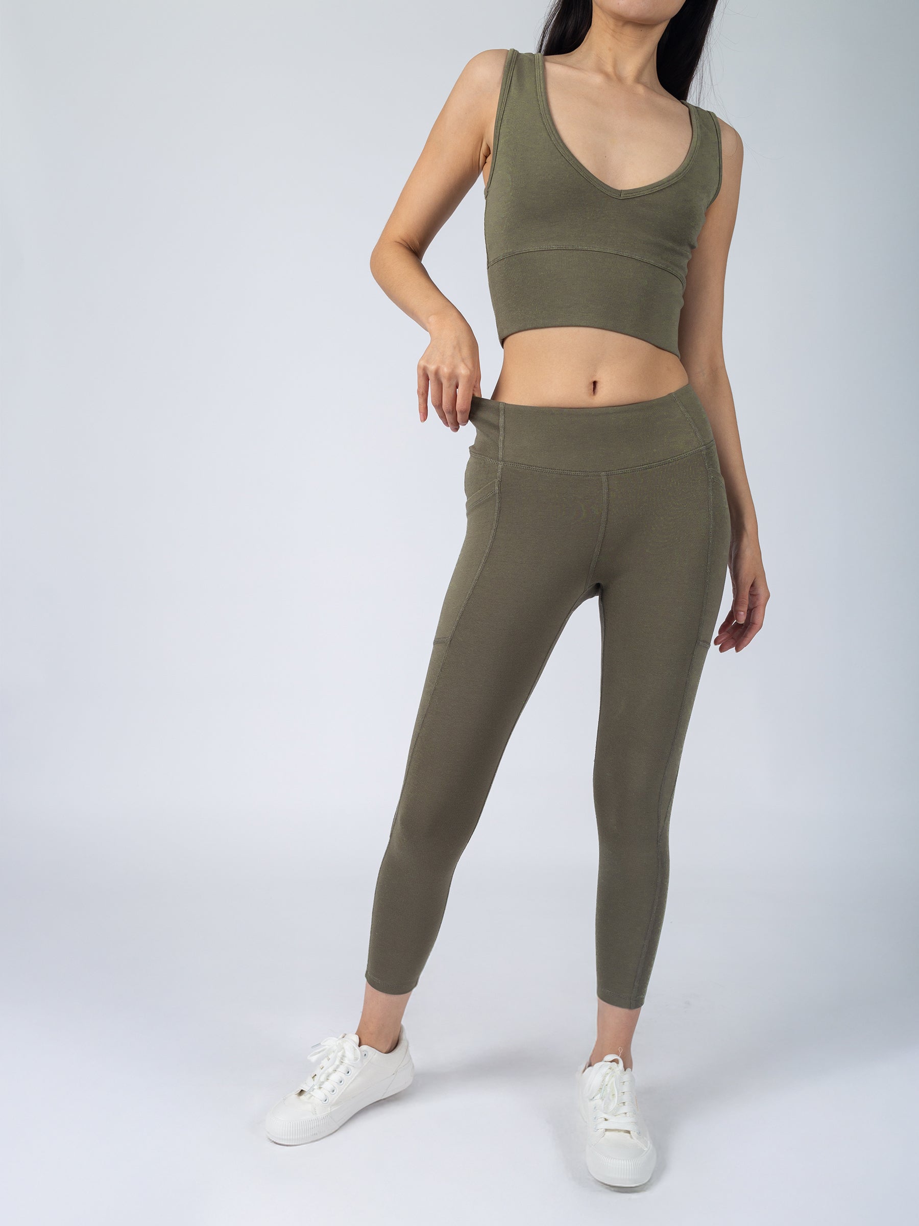 PlantTec™ Organic Crop/Petite Leggings | Cypress, a Organic Activewear by Happy Earth Apparel