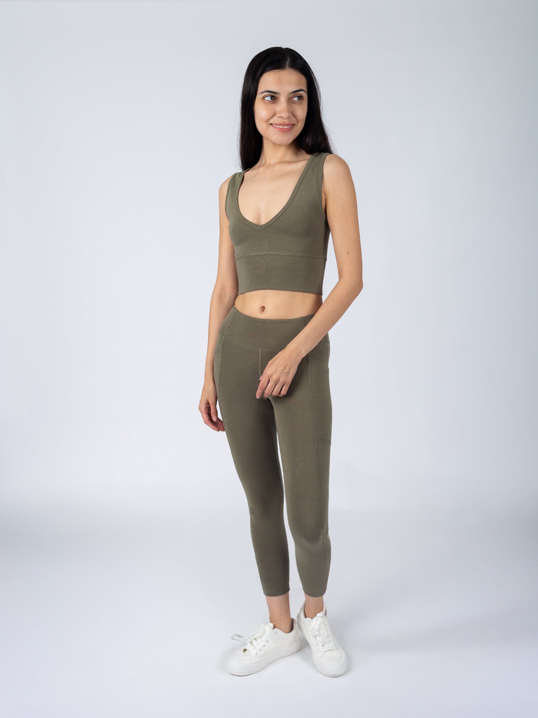 PlantTec™ Organic Crop/Petite Leggings | Cypress, a Organic Activewear by Happy Earth Apparel
