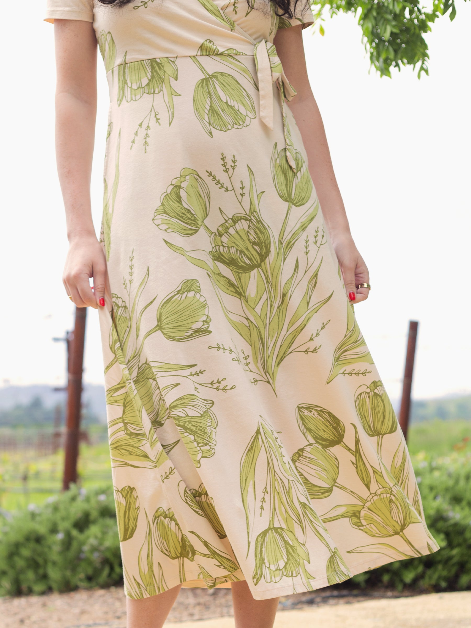 Isla Midi Dress | Les Fleurs, a Organic Dress by Happy Earth Apparel