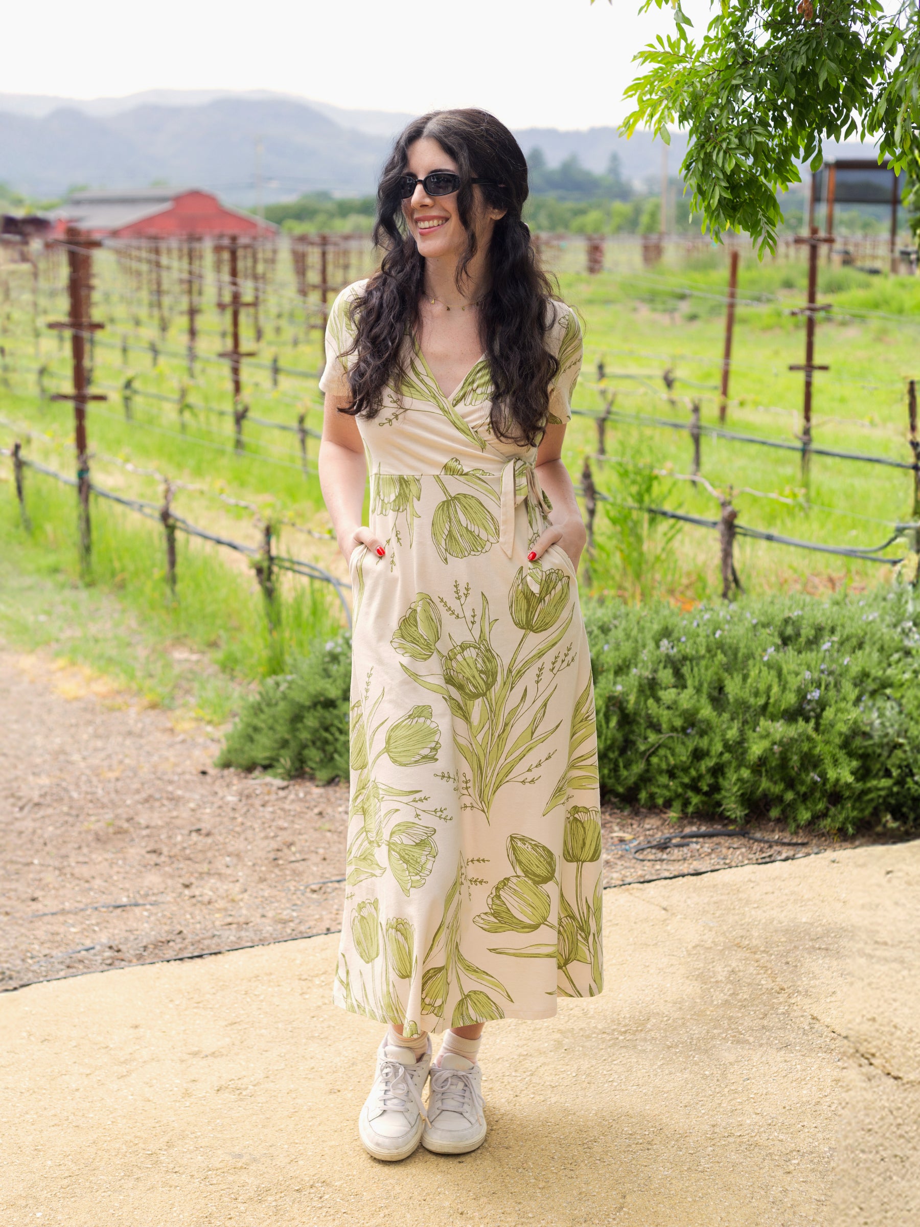 Isla Midi Dress | Les Fleurs, a Organic Dress by Happy Earth Apparel