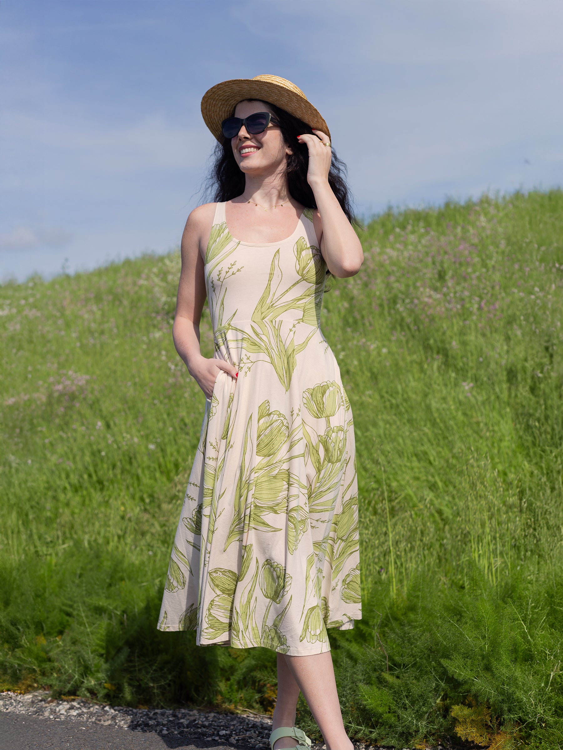Lily Midi Dress | Les Fleurs, a Organic Dress by Happy Earth Apparel
