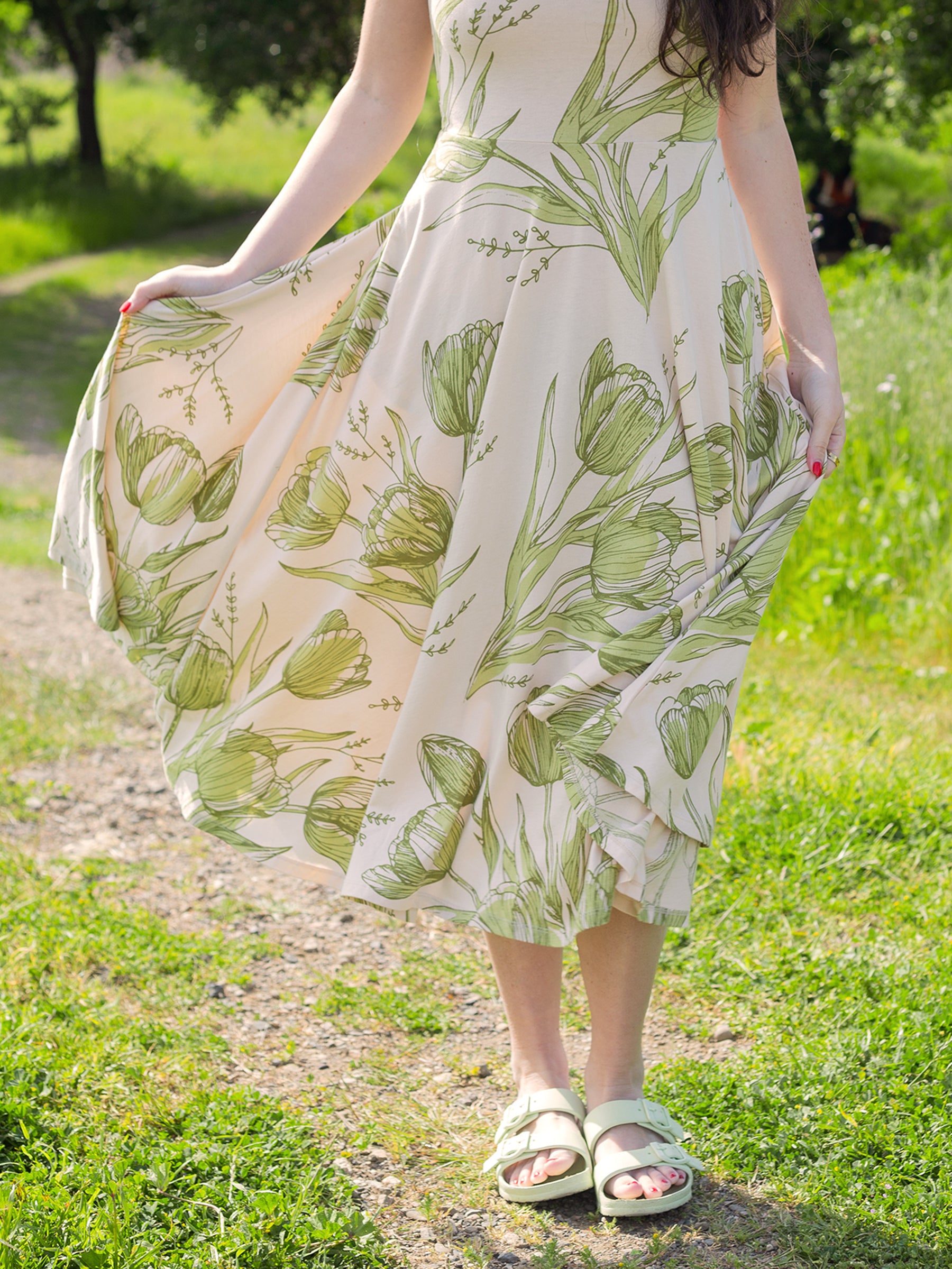 Lily Midi Dress | Les Fleurs, a Organic Dress by Happy Earth Apparel