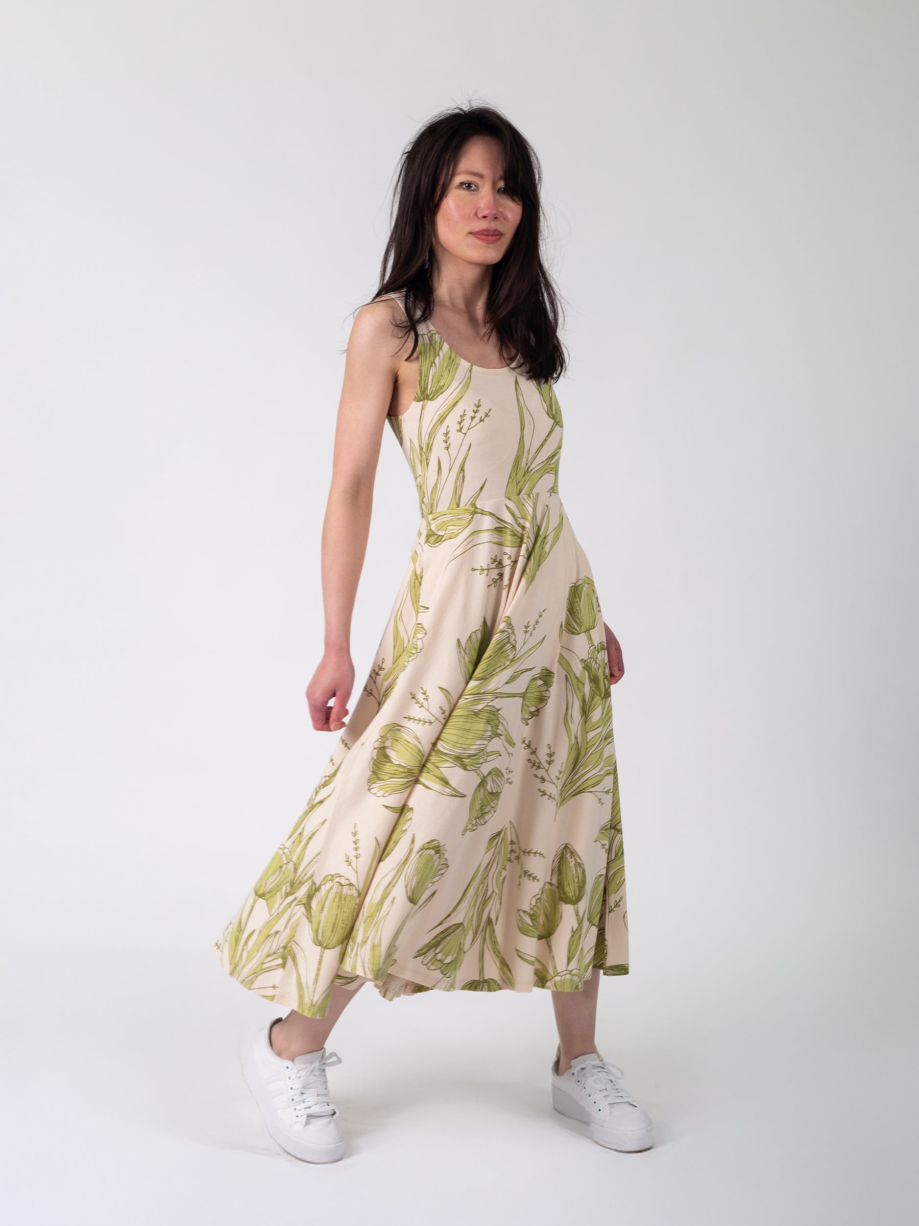 Lily Midi Dress | Les Fleurs, a Organic Dress by Happy Earth Apparel
