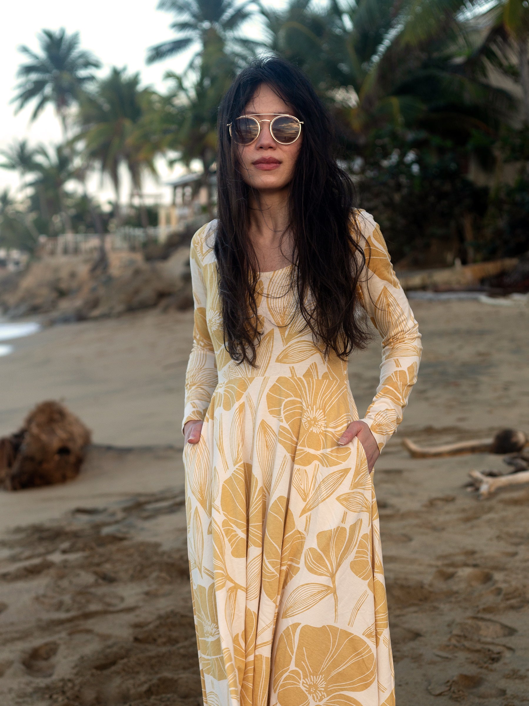 Luna Midi Dress | Poppies-Organic Dress-Happy Earth