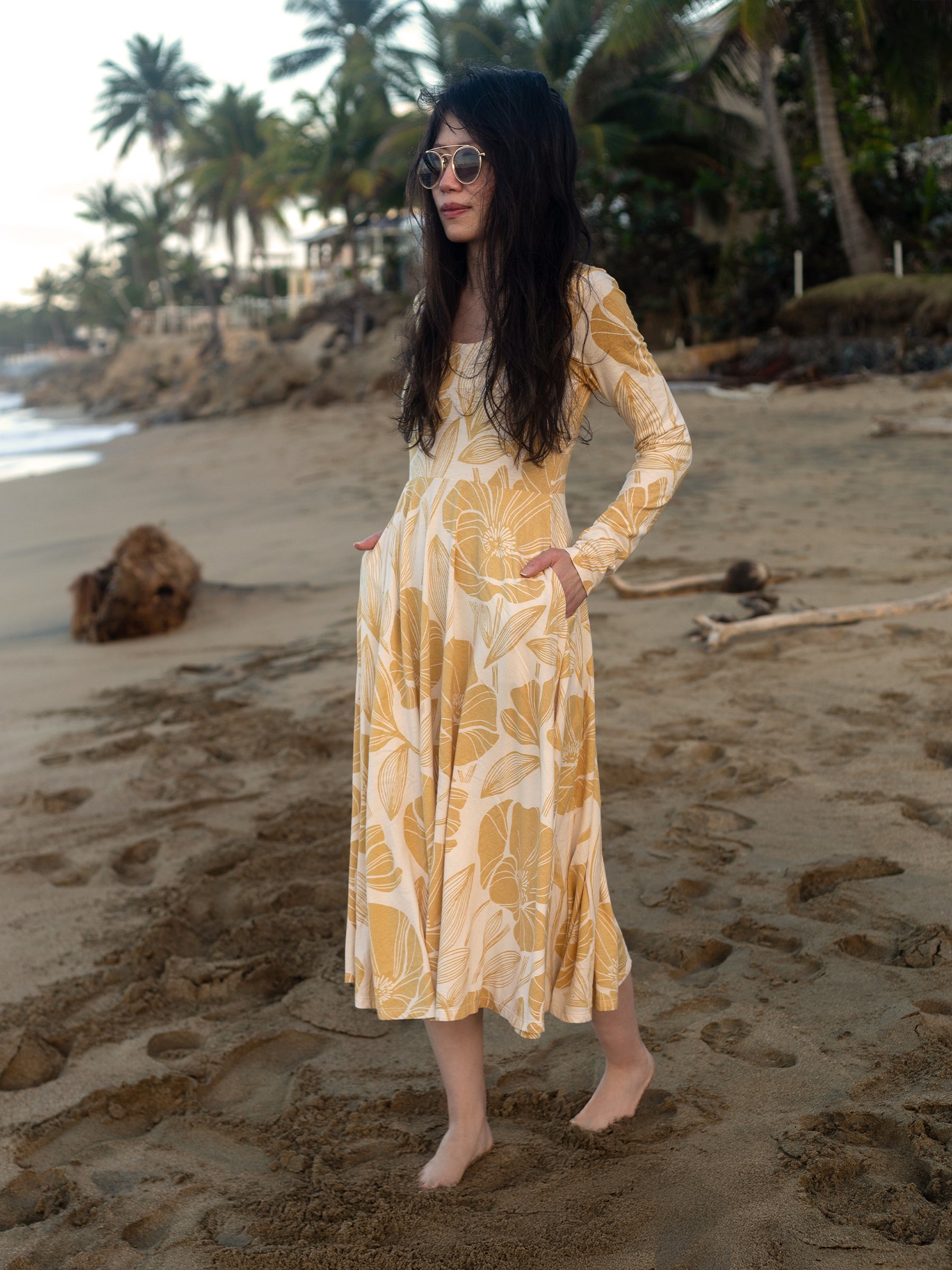 Luna Midi Dress | Poppies-Organic Dress-Happy Earth