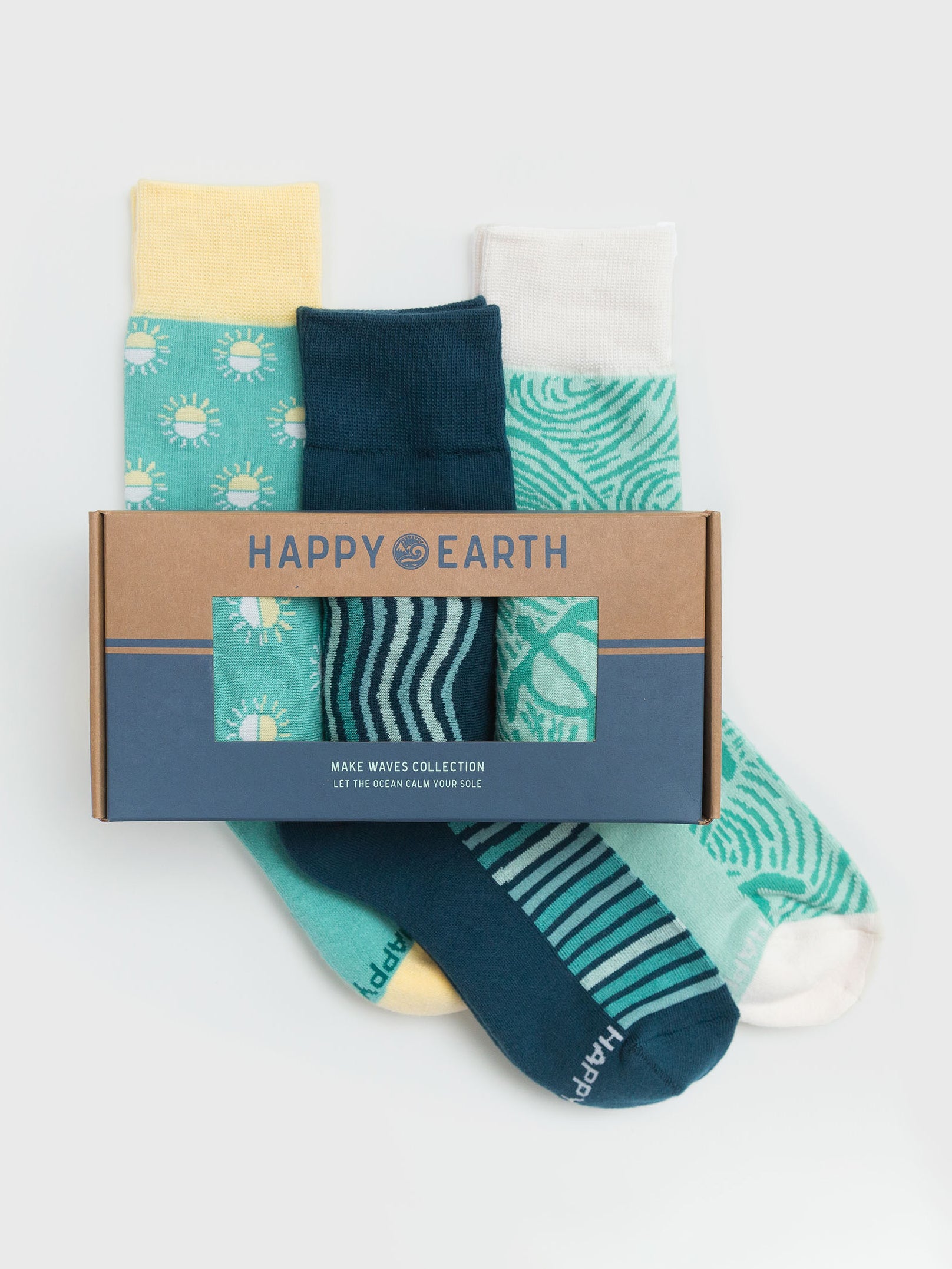 Make Waves Socks - Set of 3, a Organic Socks by Happy Earth Apparel