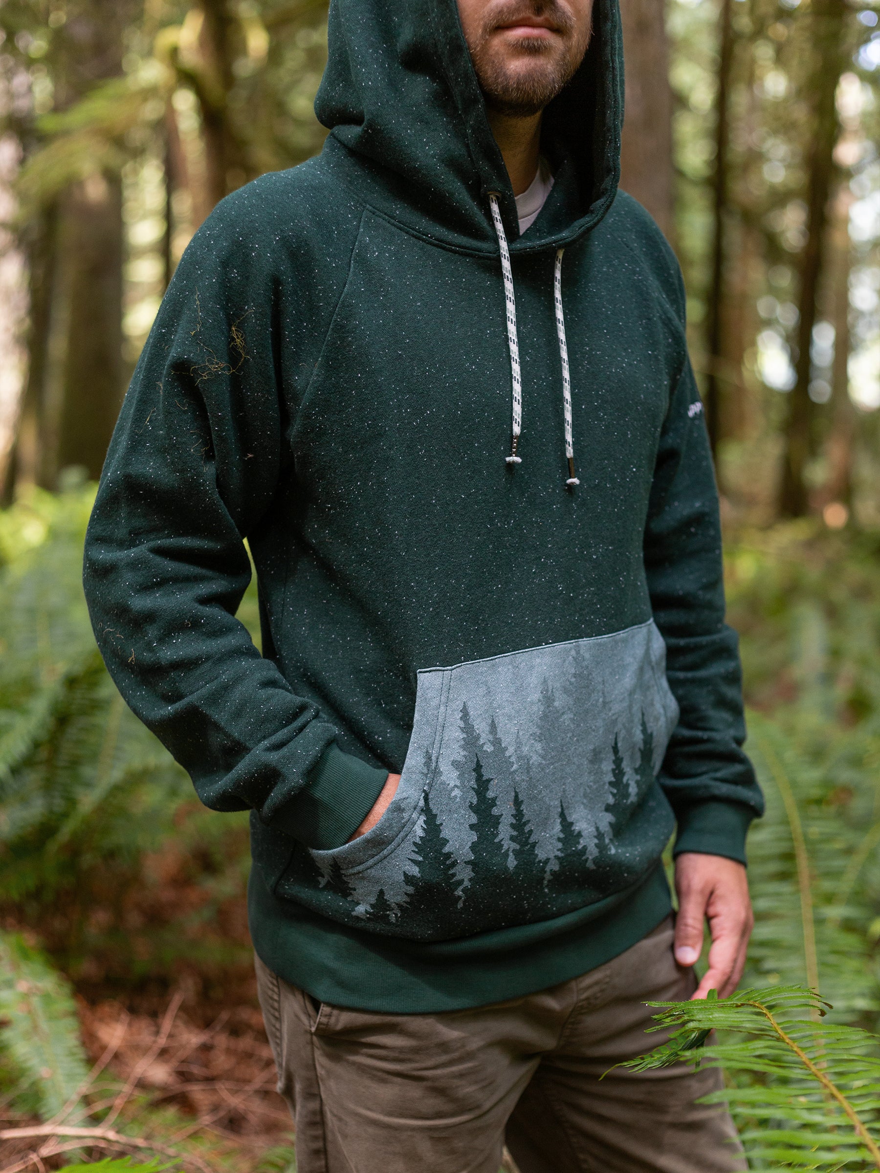 Misty Forest Hoodie, a Organic Hoodie by Happy Earth Apparel