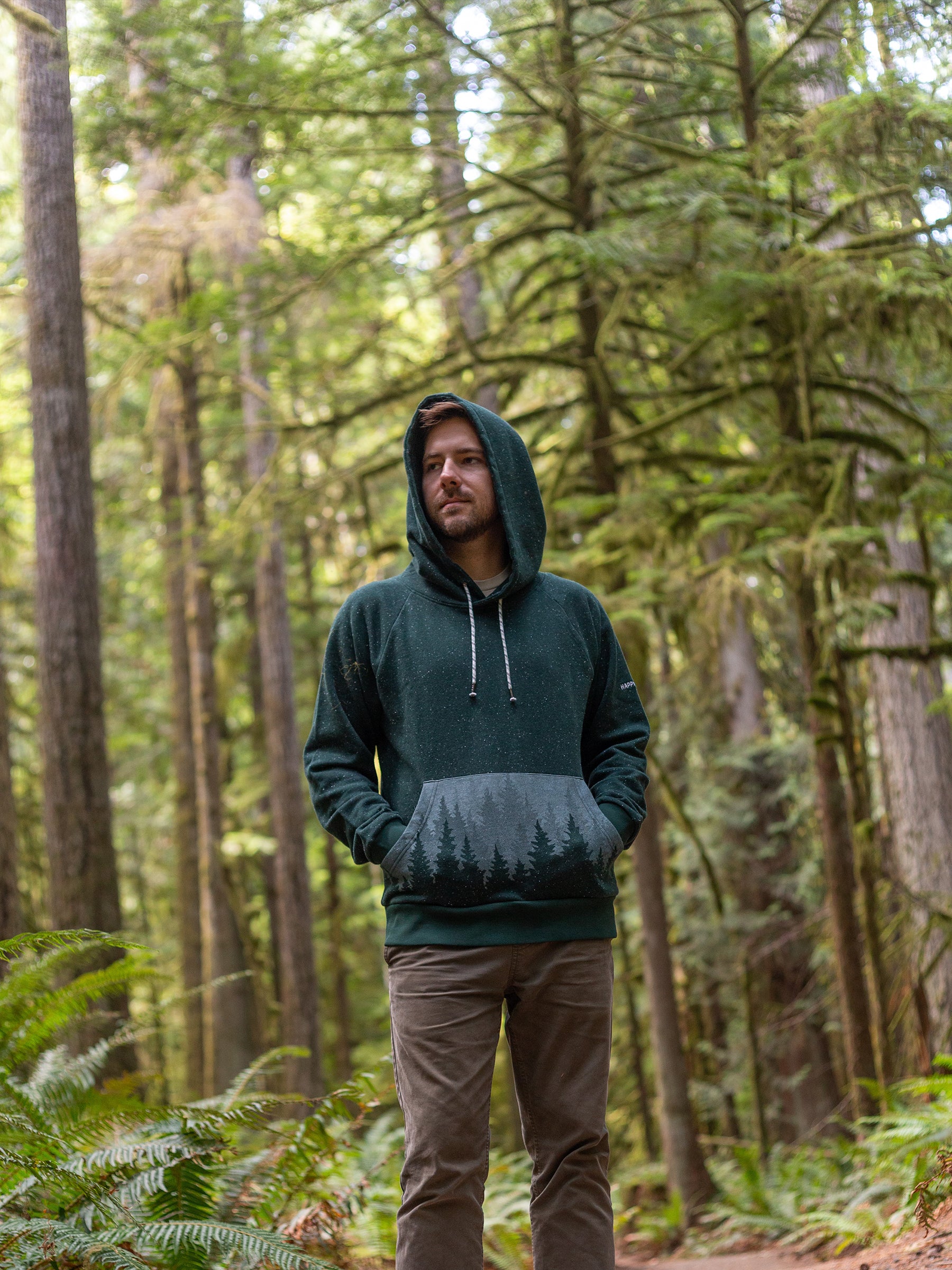 Misty Forest Hoodie, a Organic Hoodie by Happy Earth Apparel