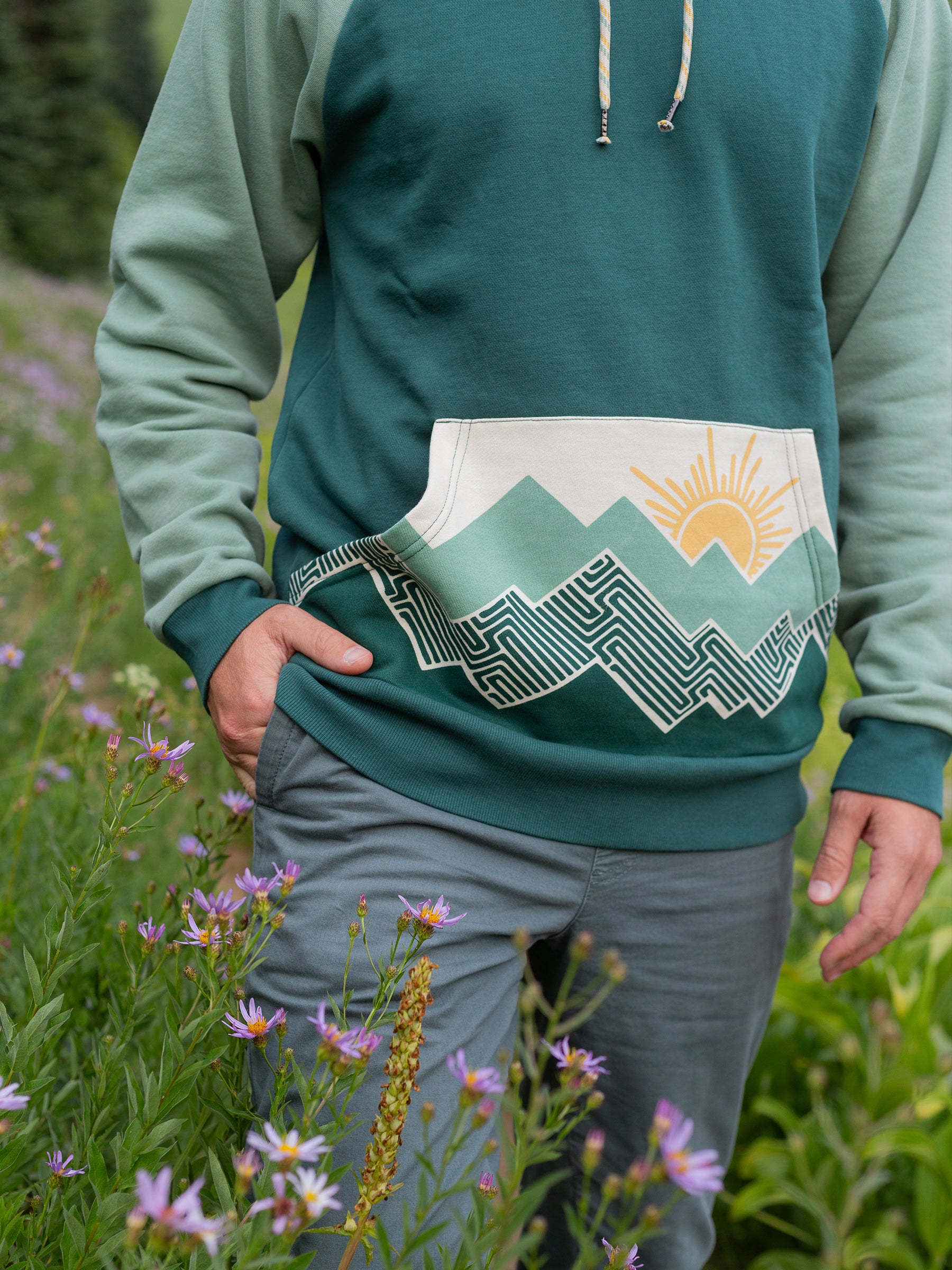 Peak Experience Hoodie, a Organic Hoodie by Happy Earth Apparel