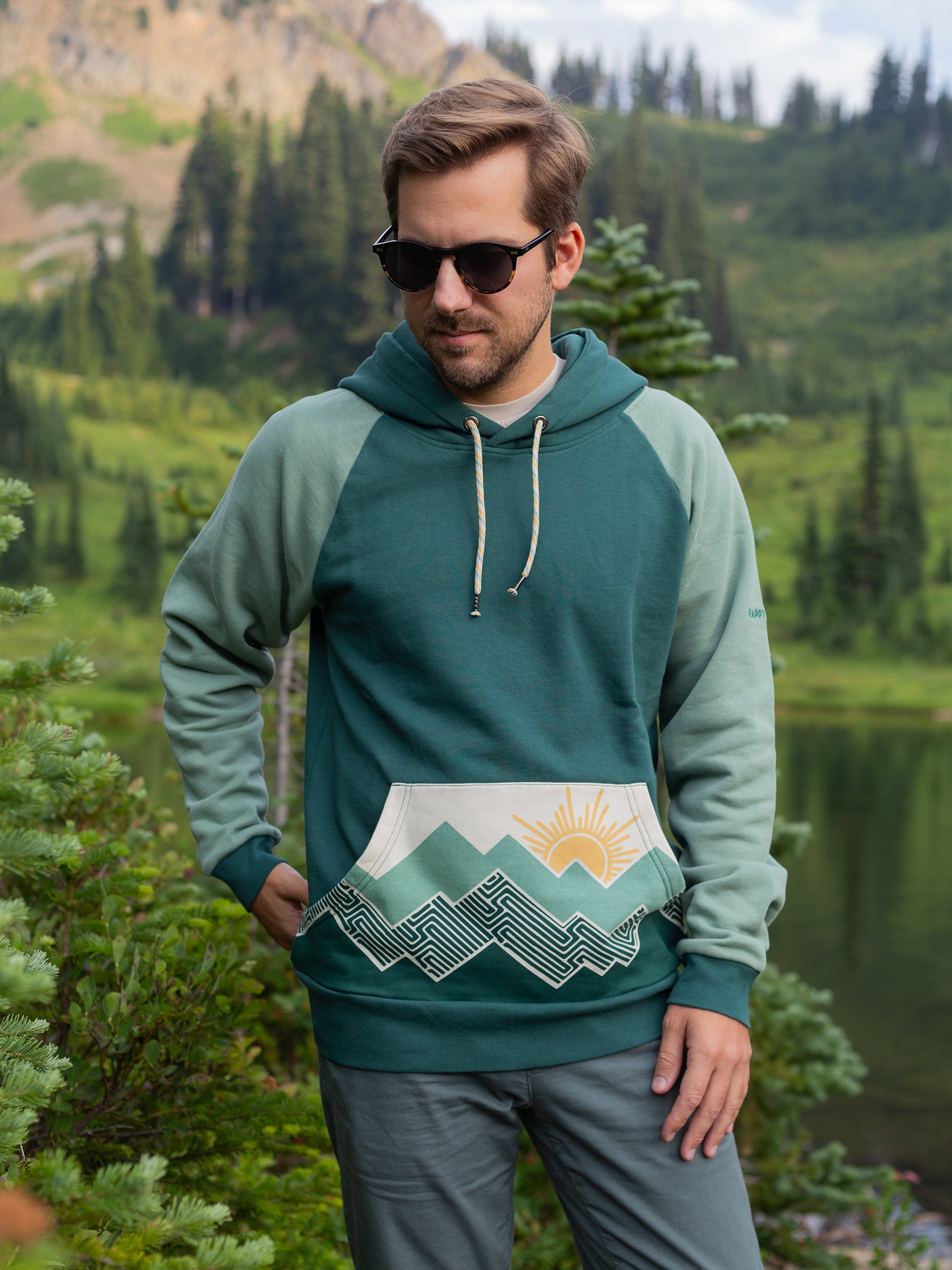 Peak Experience Hoodie, a Organic Hoodie by Happy Earth Apparel
