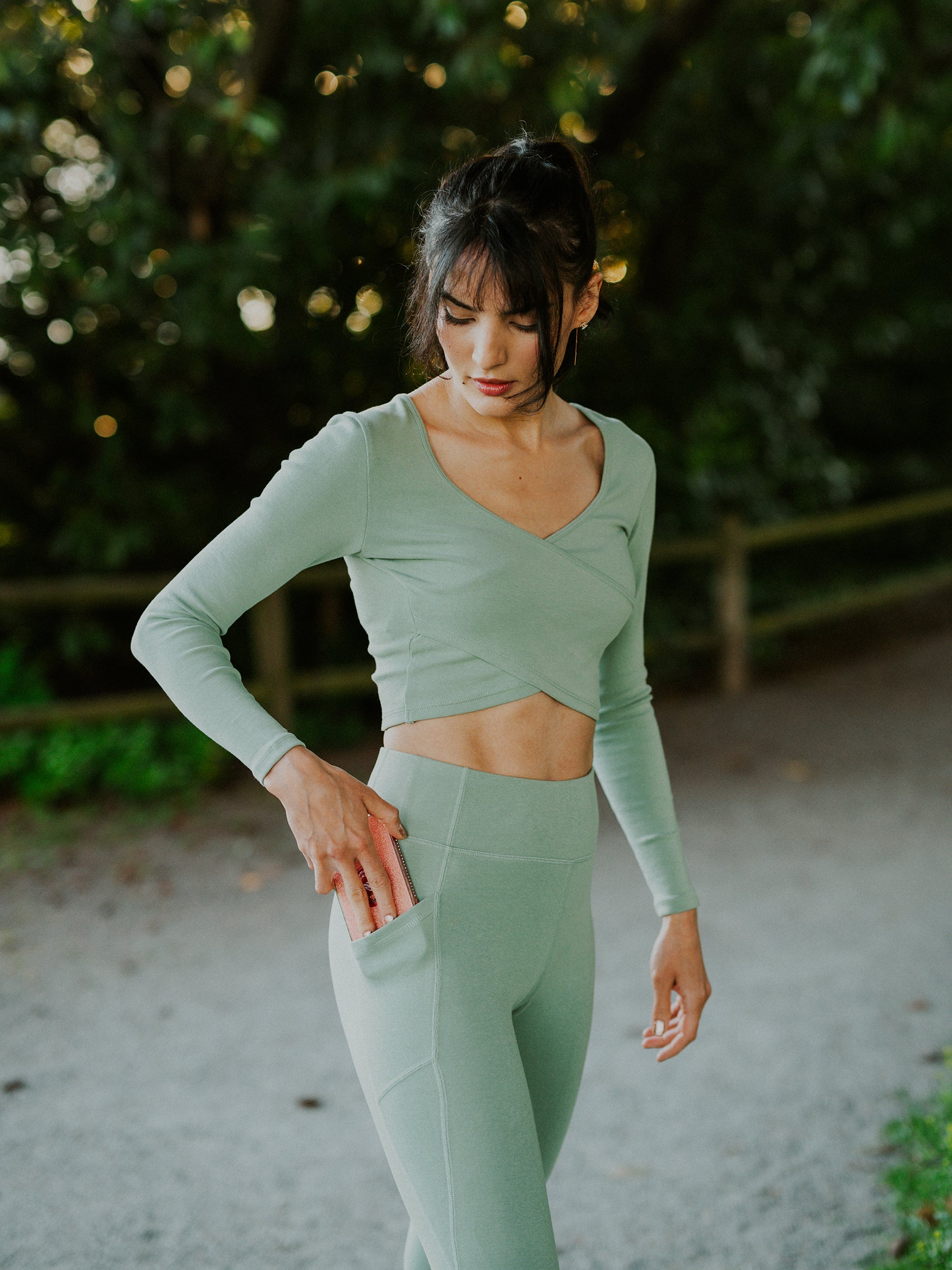 PlantTec Plant-Based Performance Long Sleeve Tee - Ribbed / Sage