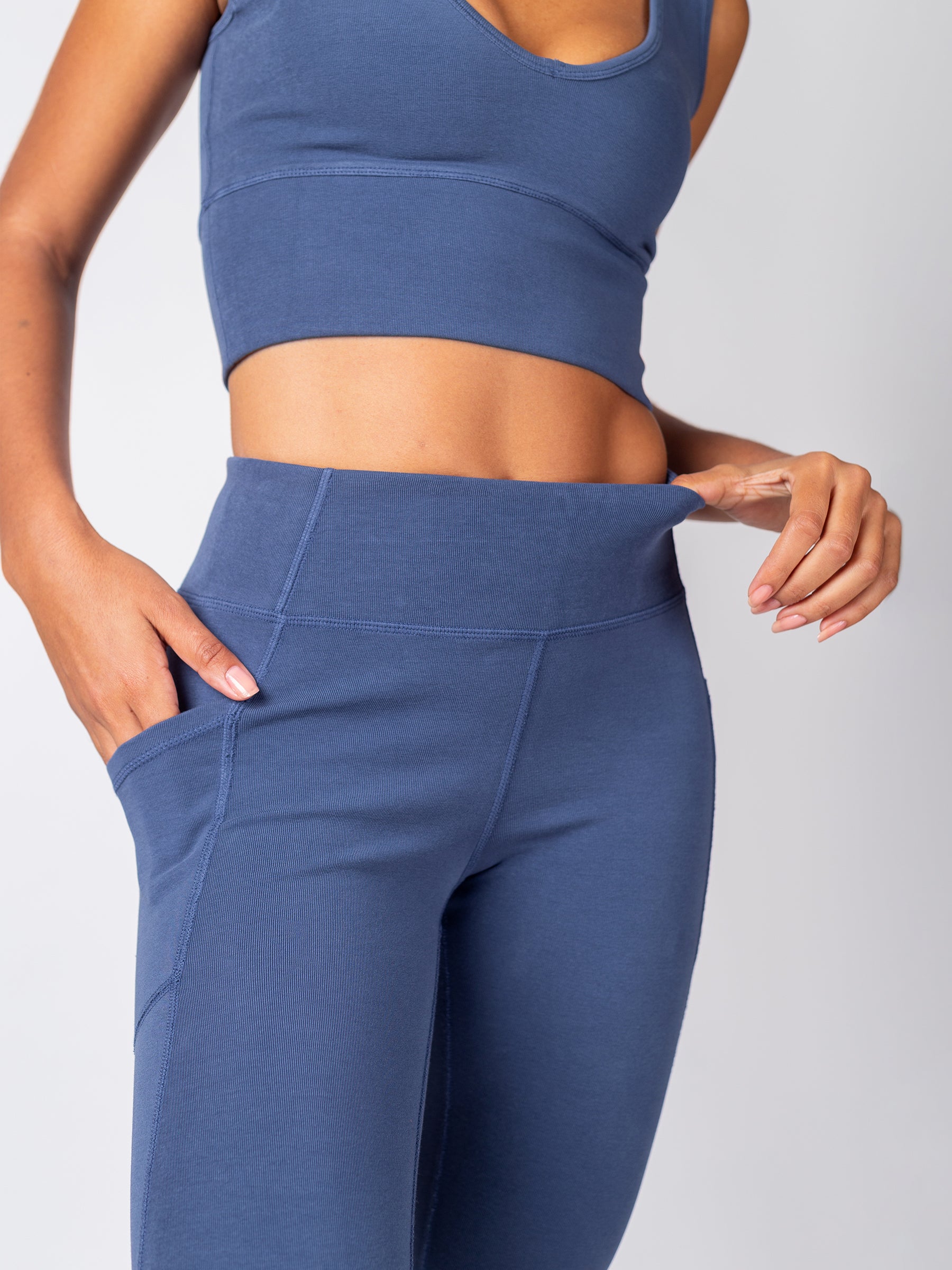 PlantTec™ Organic Crop/Petite Leggings | Blueberry, a Organic Activewear by Happy Earth Apparel