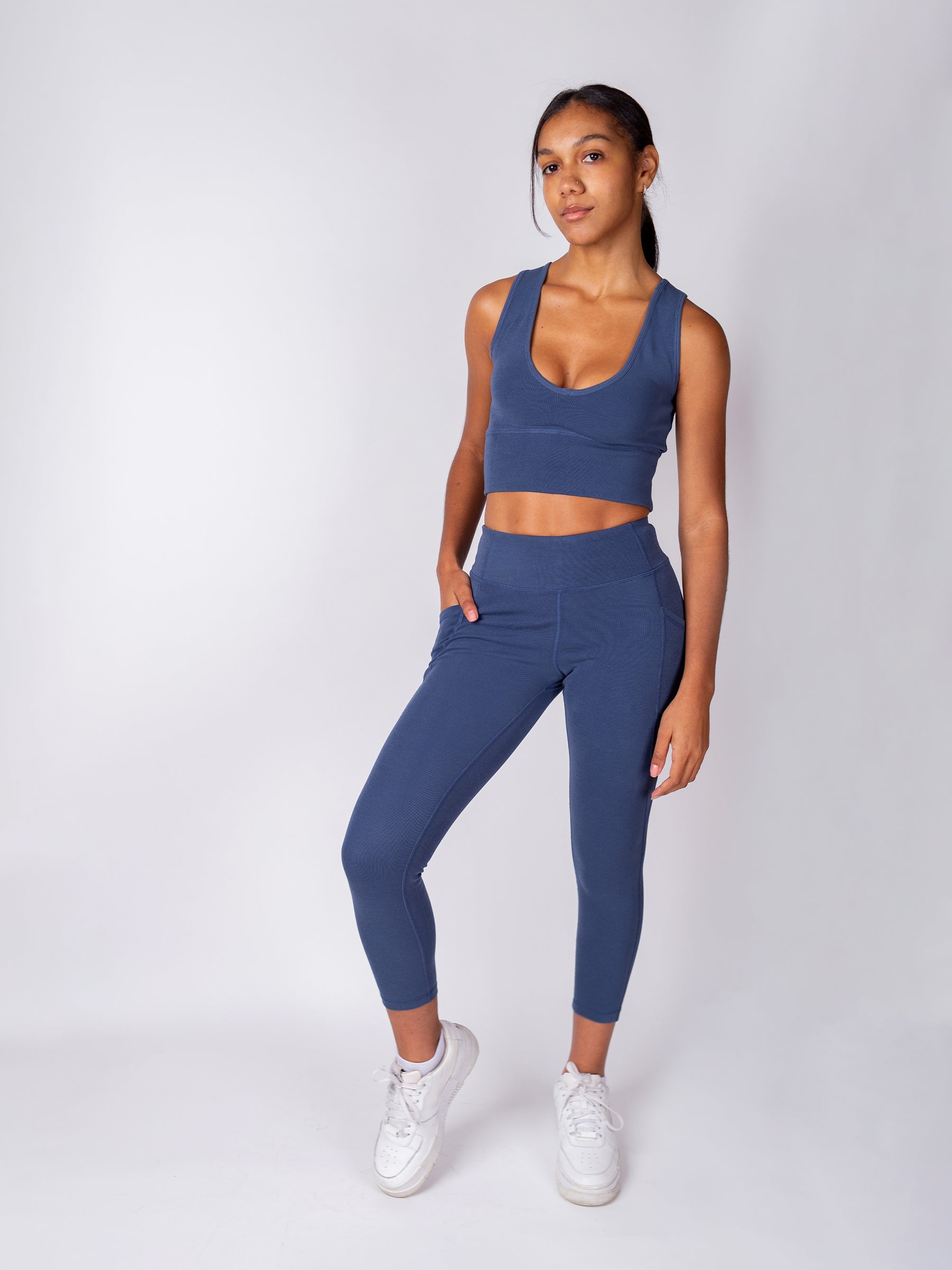 PlantTec™ Organic Crop/Petite Leggings | Blueberry, a Organic Activewear by Happy Earth Apparel