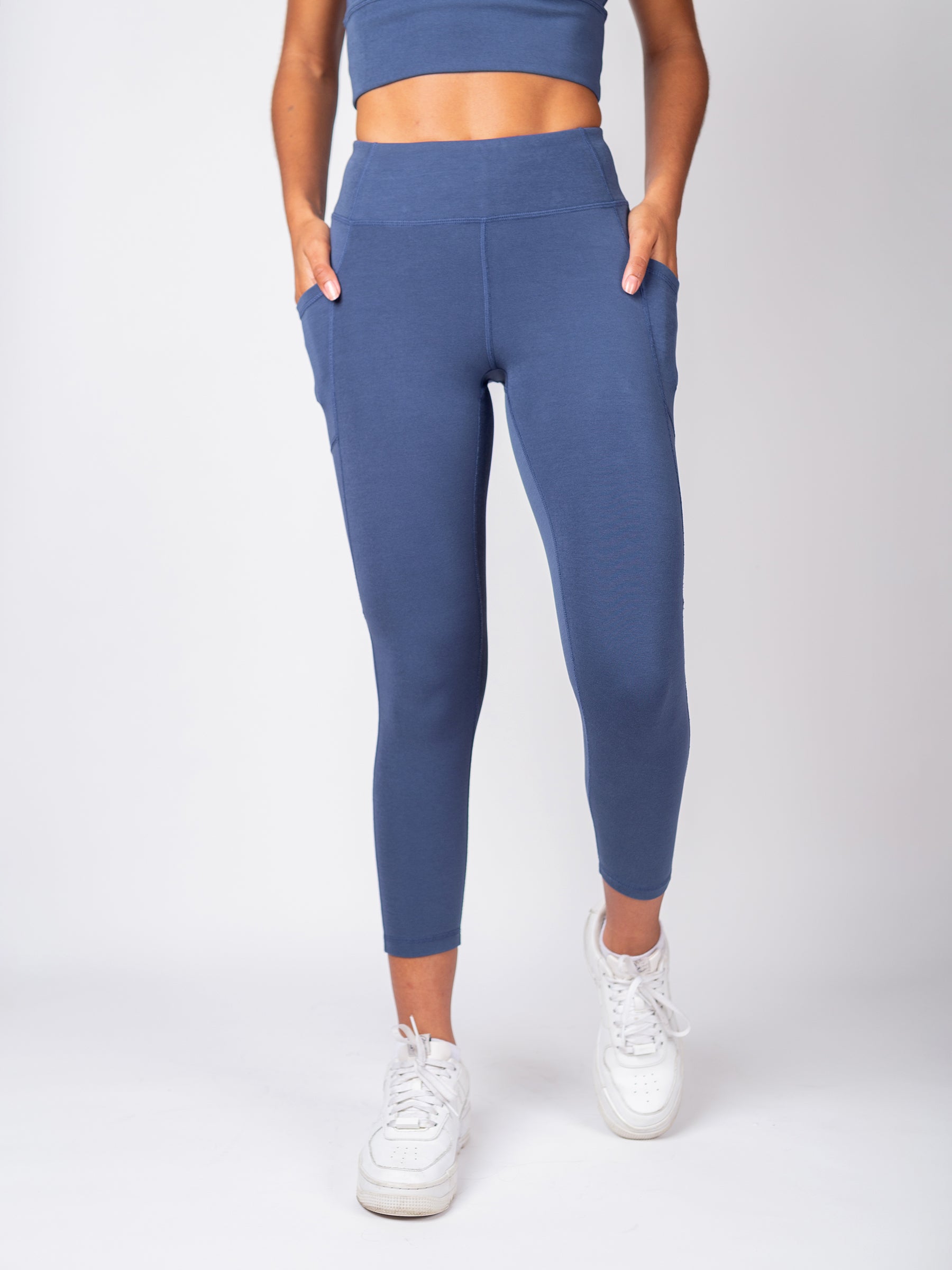 PlantTec™ Organic Crop/Petite Leggings | Blueberry, a Organic Activewear by Happy Earth Apparel