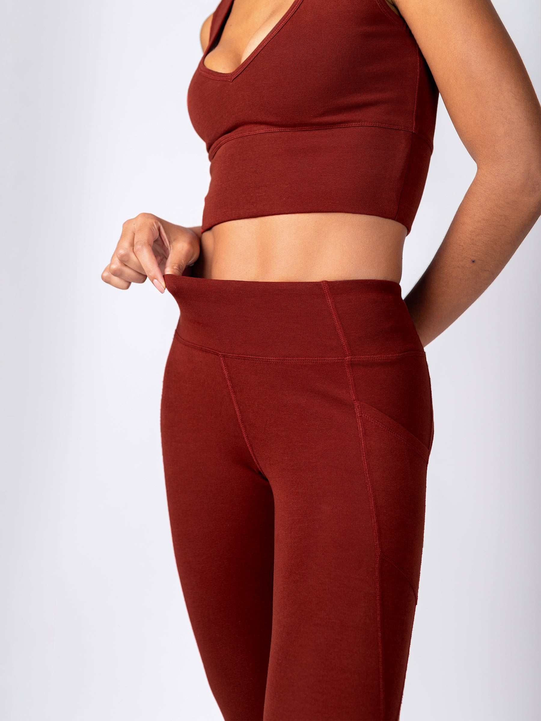 PlantTec™ Organic Crop/Petite Leggings | Redwood, a Organic Activewear by Happy Earth Apparel