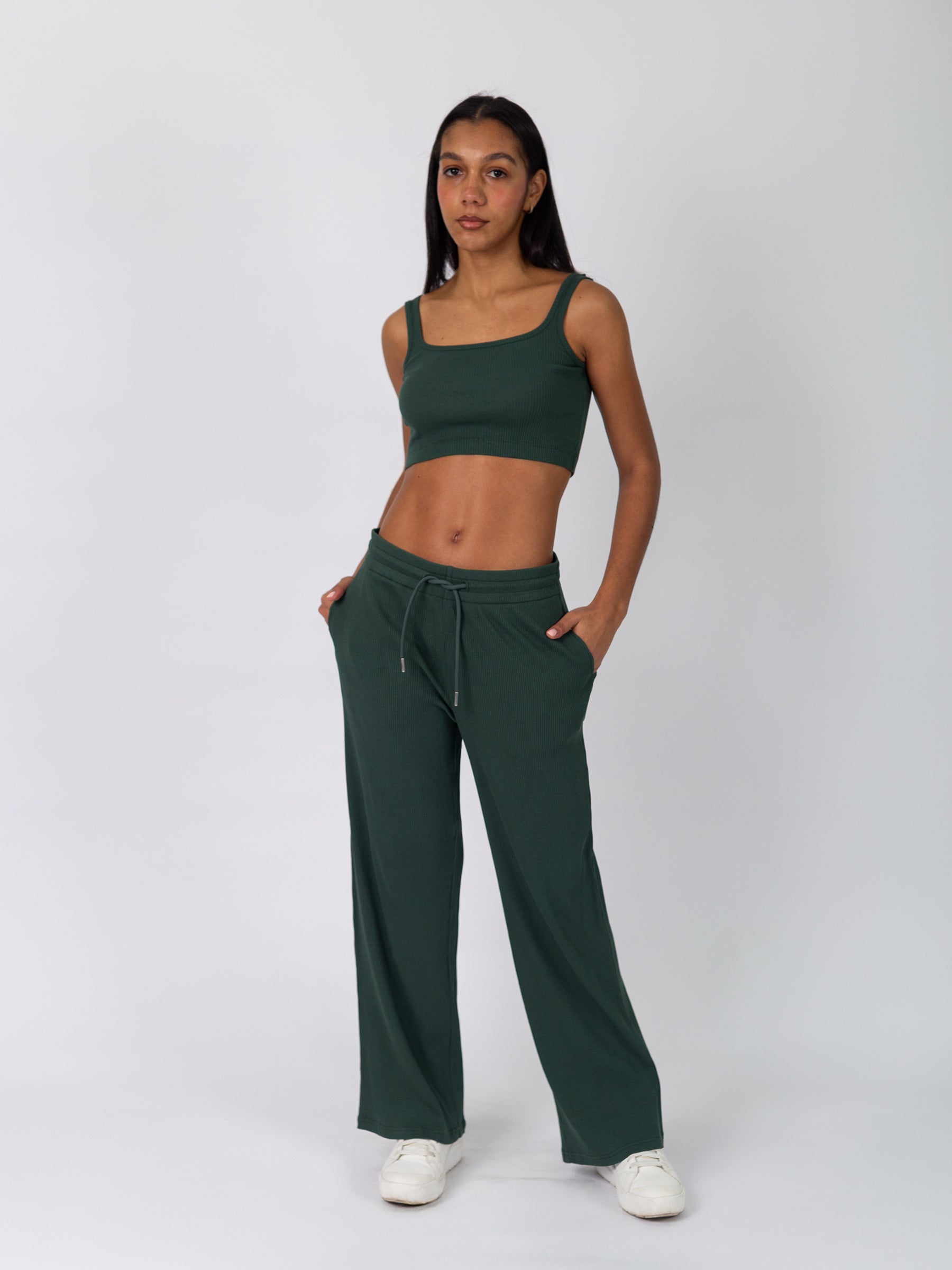 Revive™ Organic Cotton Crop Tank | Juniper, a Organic Low Impact Activewear by Happy Earth Apparel