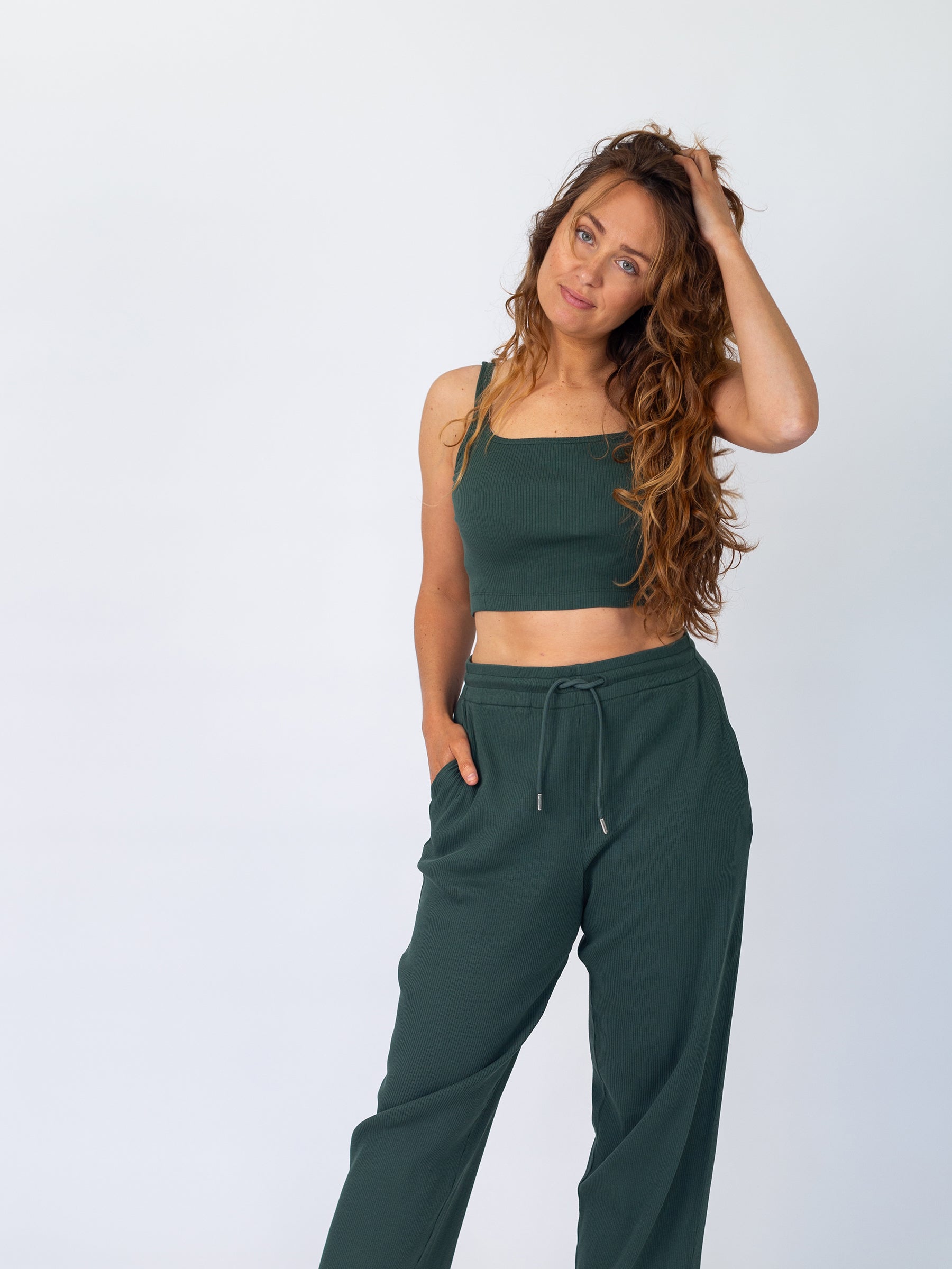 Revive™ Organic Cotton Crop Tank | Juniper, a Organic Low Impact Activewear by Happy Earth Apparel
