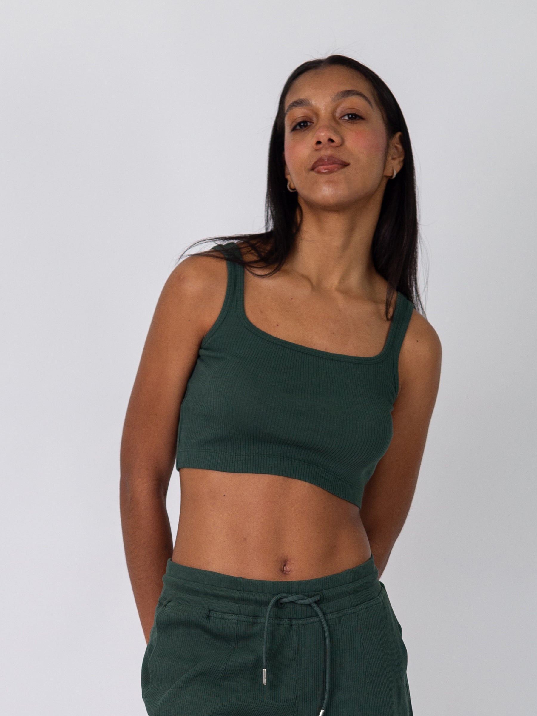 Revive™ Organic Cotton Crop Tank | Juniper, a Organic Low Impact Activewear by Happy Earth Apparel
