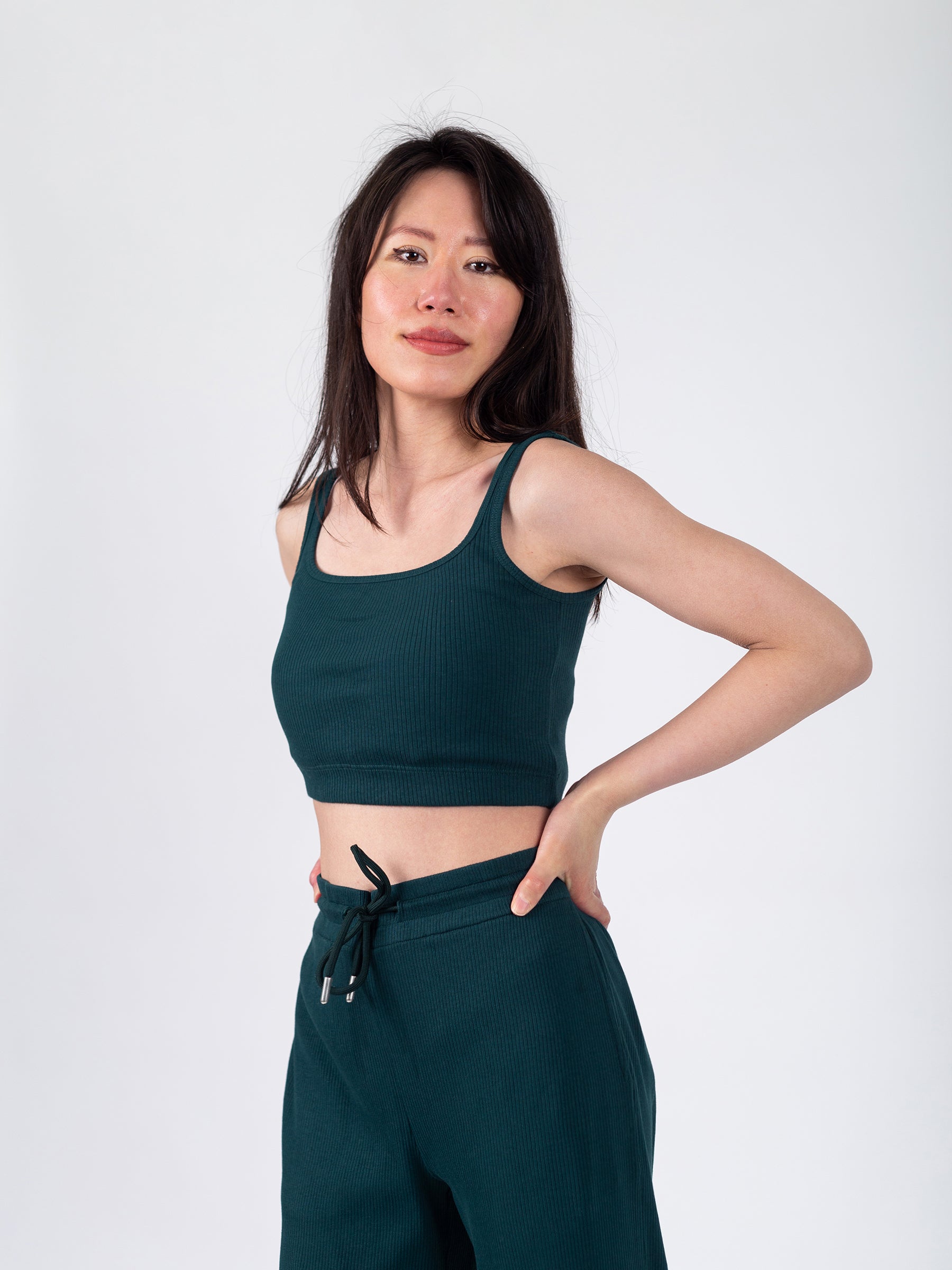 Revive™ Organic Cotton Crop Tank | Monstera, a Organic Low Impact Activewear by Happy Earth Apparel