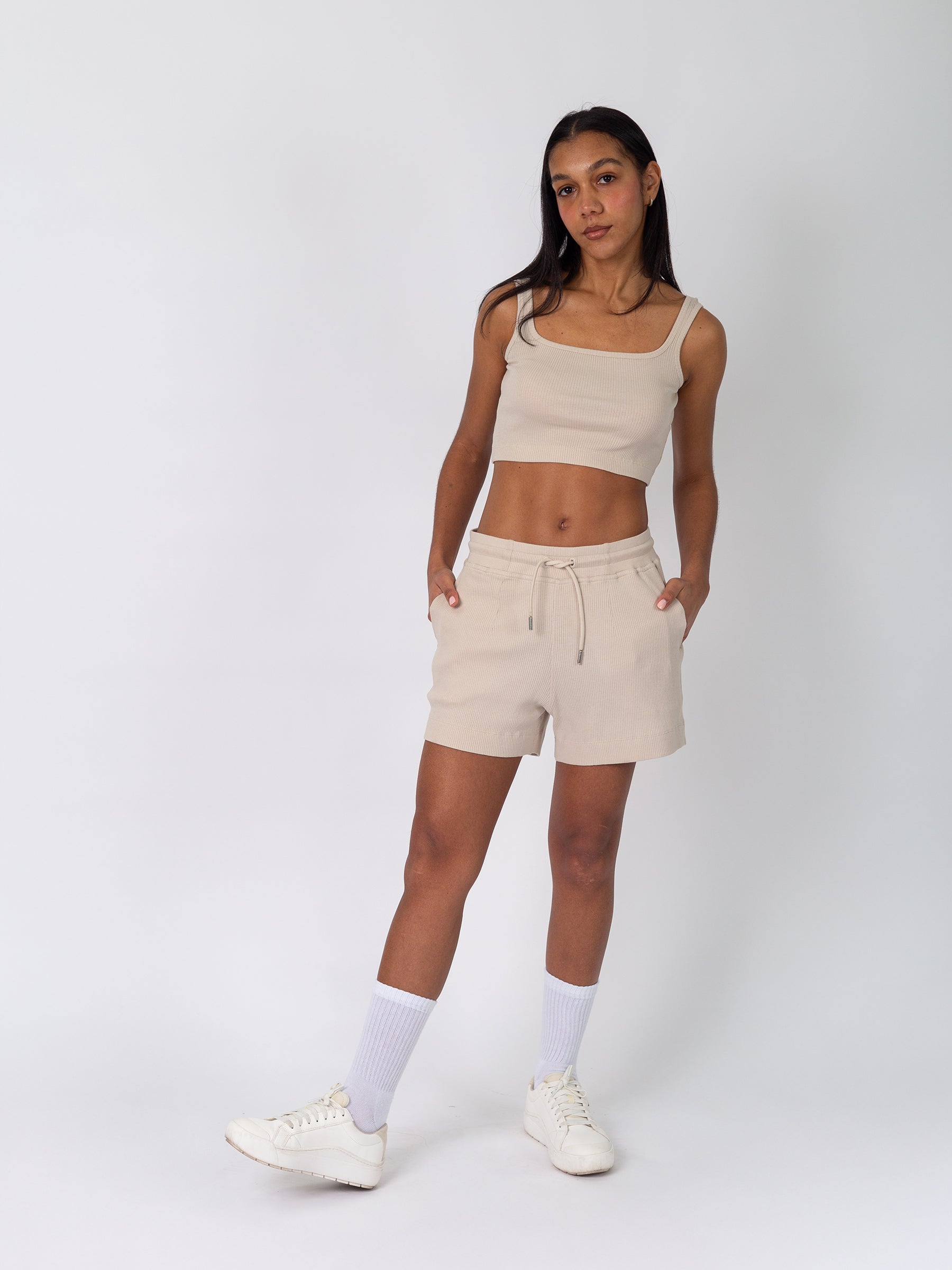Revive™ Organic Cotton Crop Tank | Oat-Organic Low Impact Activewear-Happy Earth