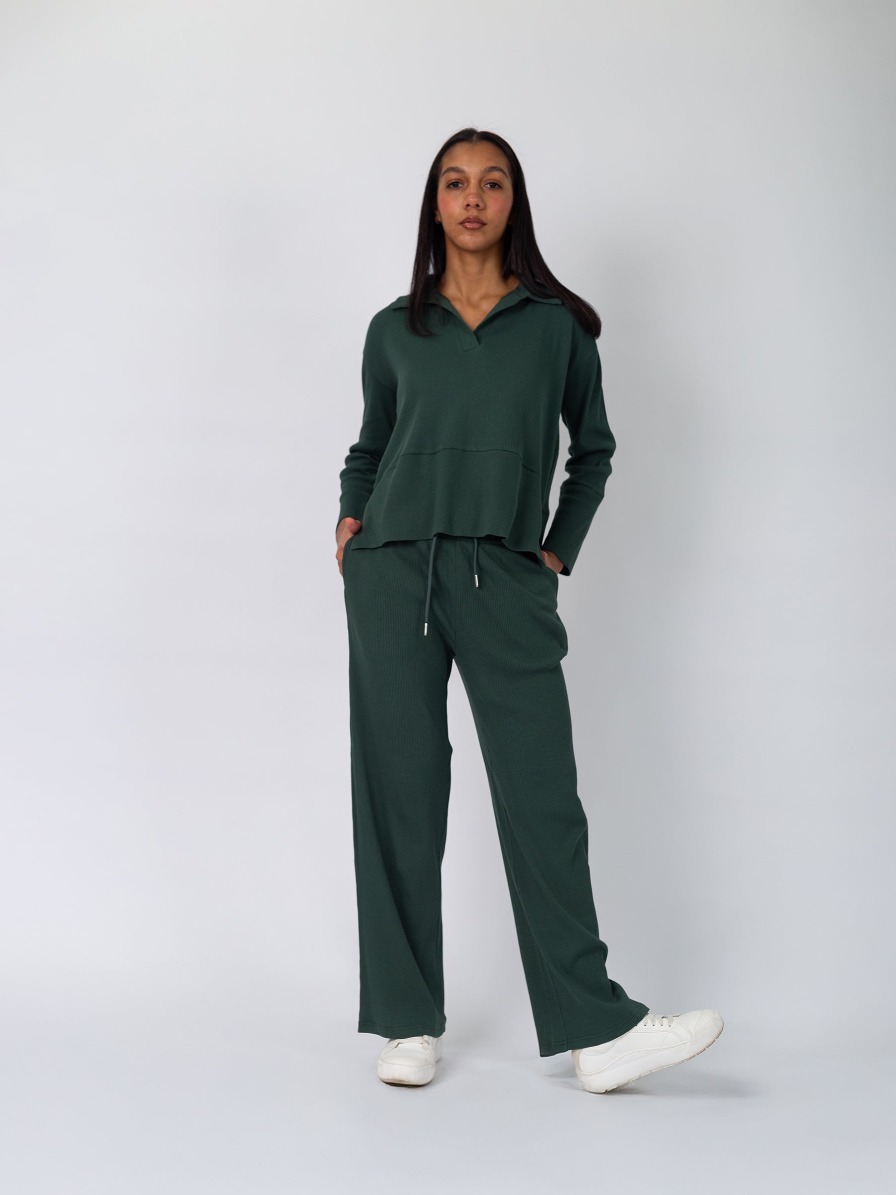 Revive™ Organic Cotton Polo Sweater | Juniper, a Organic Low Impact Activewear by Happy Earth Apparel