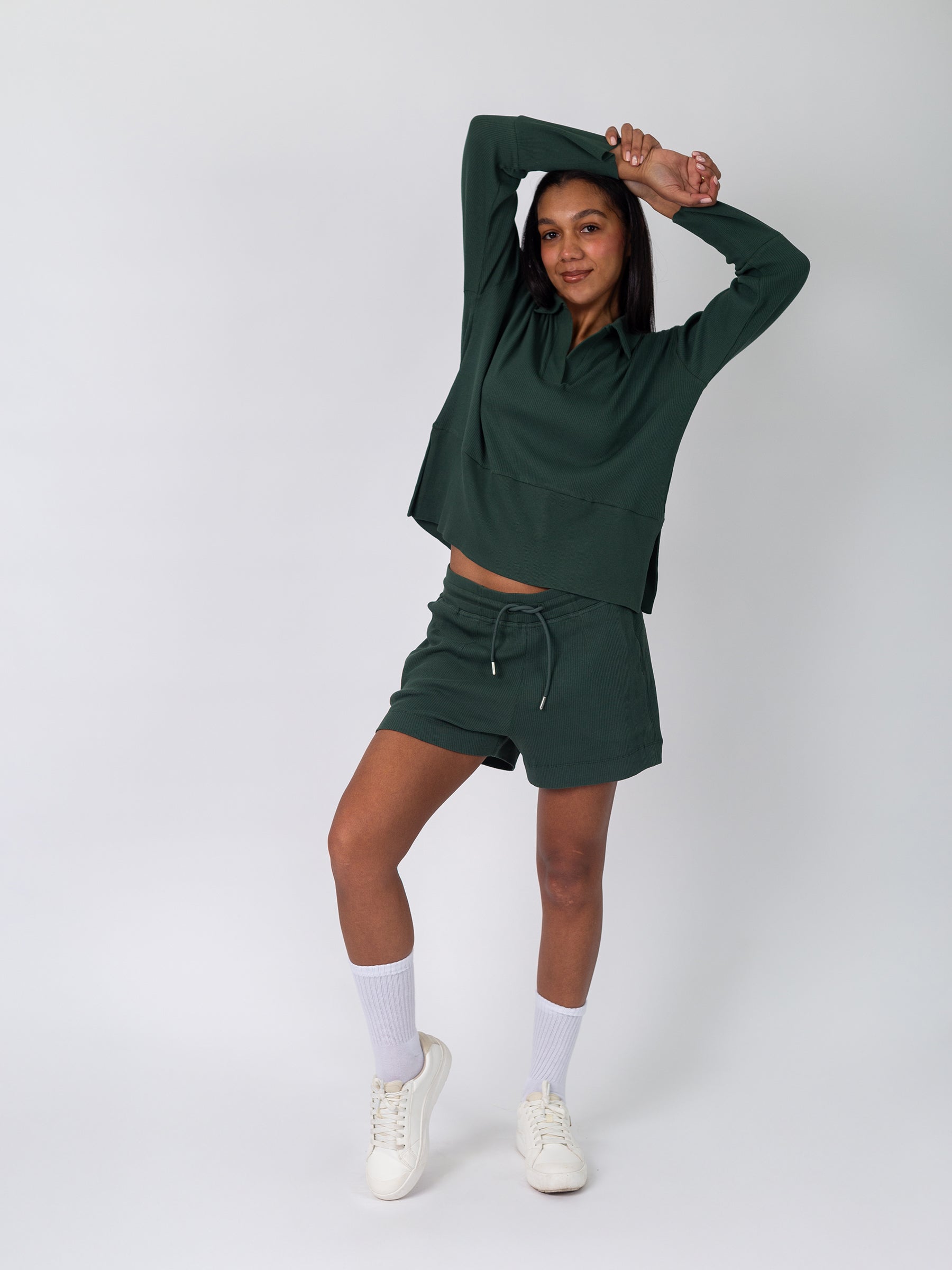 Revive™ Organic Cotton Polo Sweater | Juniper, a Organic Low Impact Activewear by Happy Earth Apparel