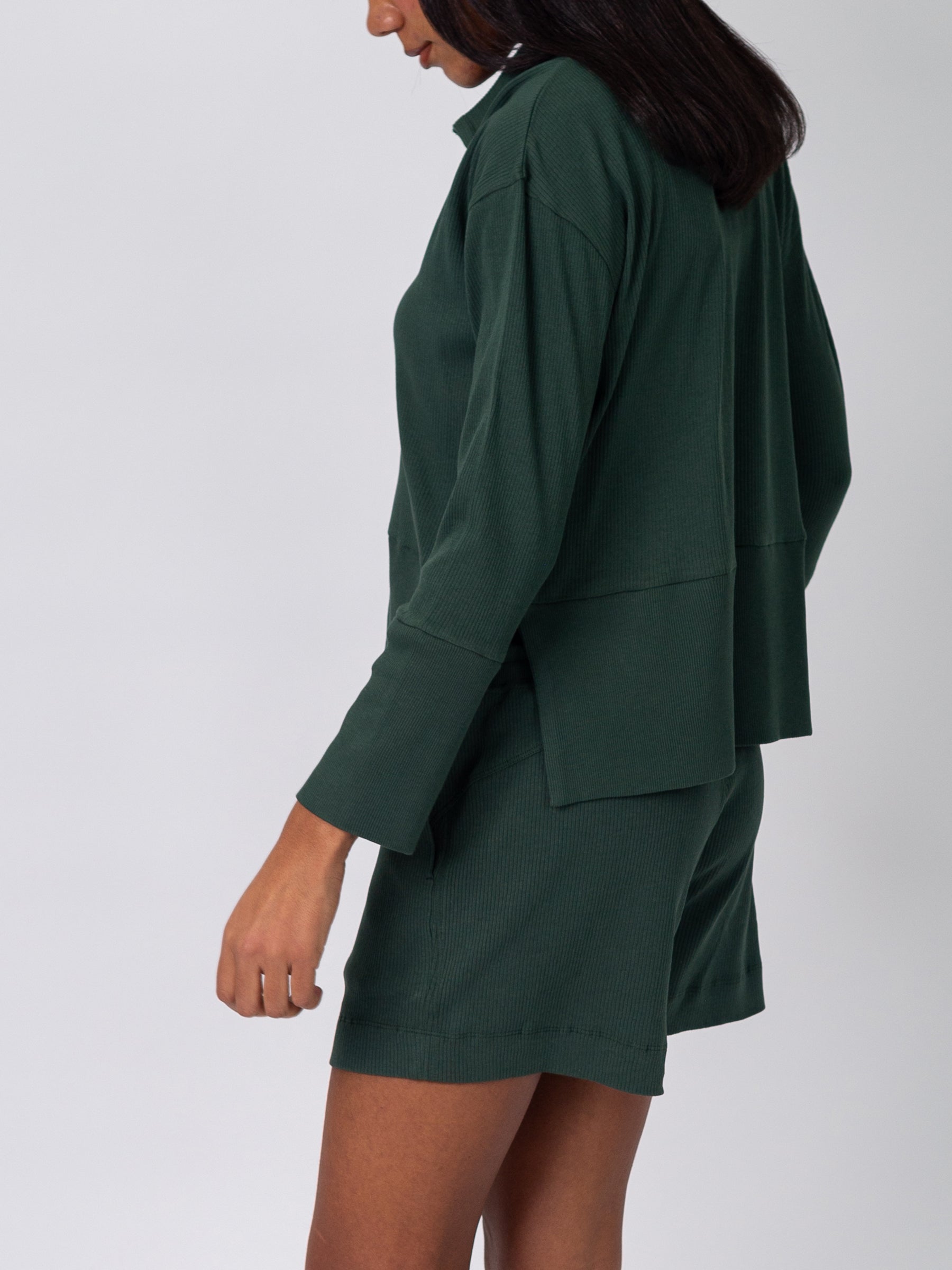 Revive™ Organic Cotton Polo Sweater | Juniper-Organic Low Impact Activewear-Happy Earth