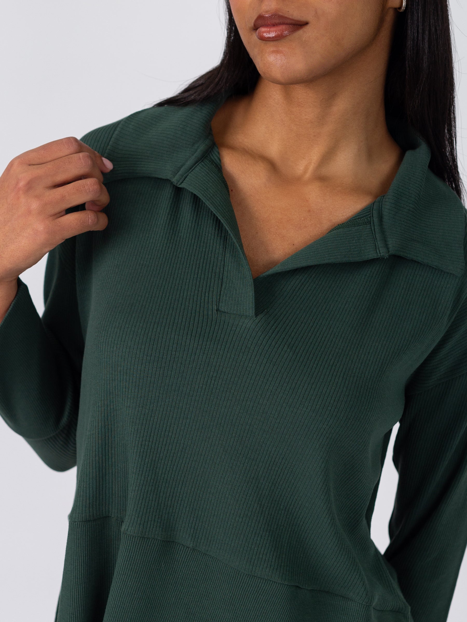 Revive™ Organic Cotton Polo Sweater | Juniper, a Organic Low Impact Activewear by Happy Earth Apparel