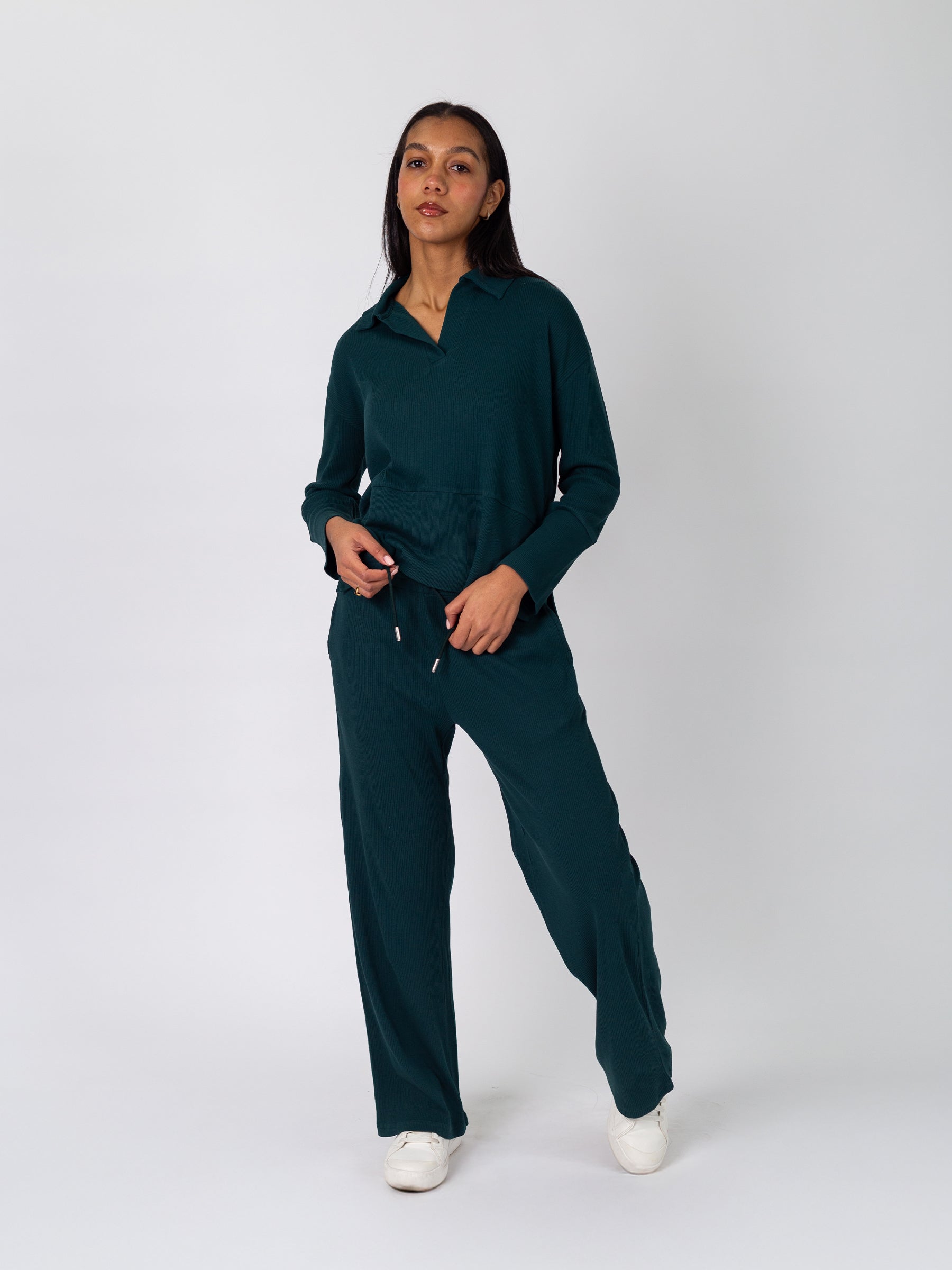 Revive™ Organic Cotton Polo Sweater | Monstera, a Organic Low Impact Activewear by Happy Earth Apparel