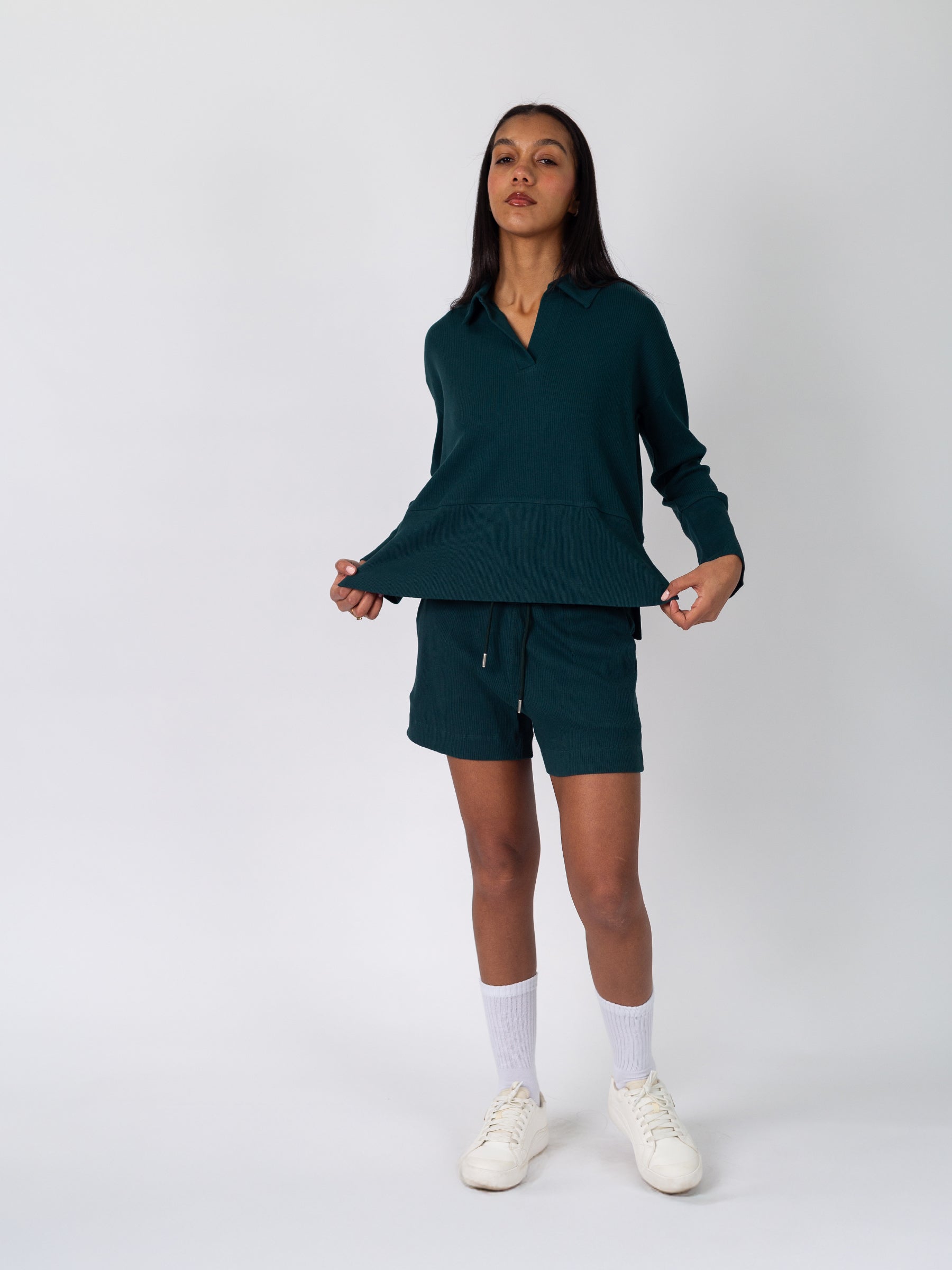 Revive™ Organic Cotton Polo Sweater | Monstera, a Organic Low Impact Activewear by Happy Earth Apparel