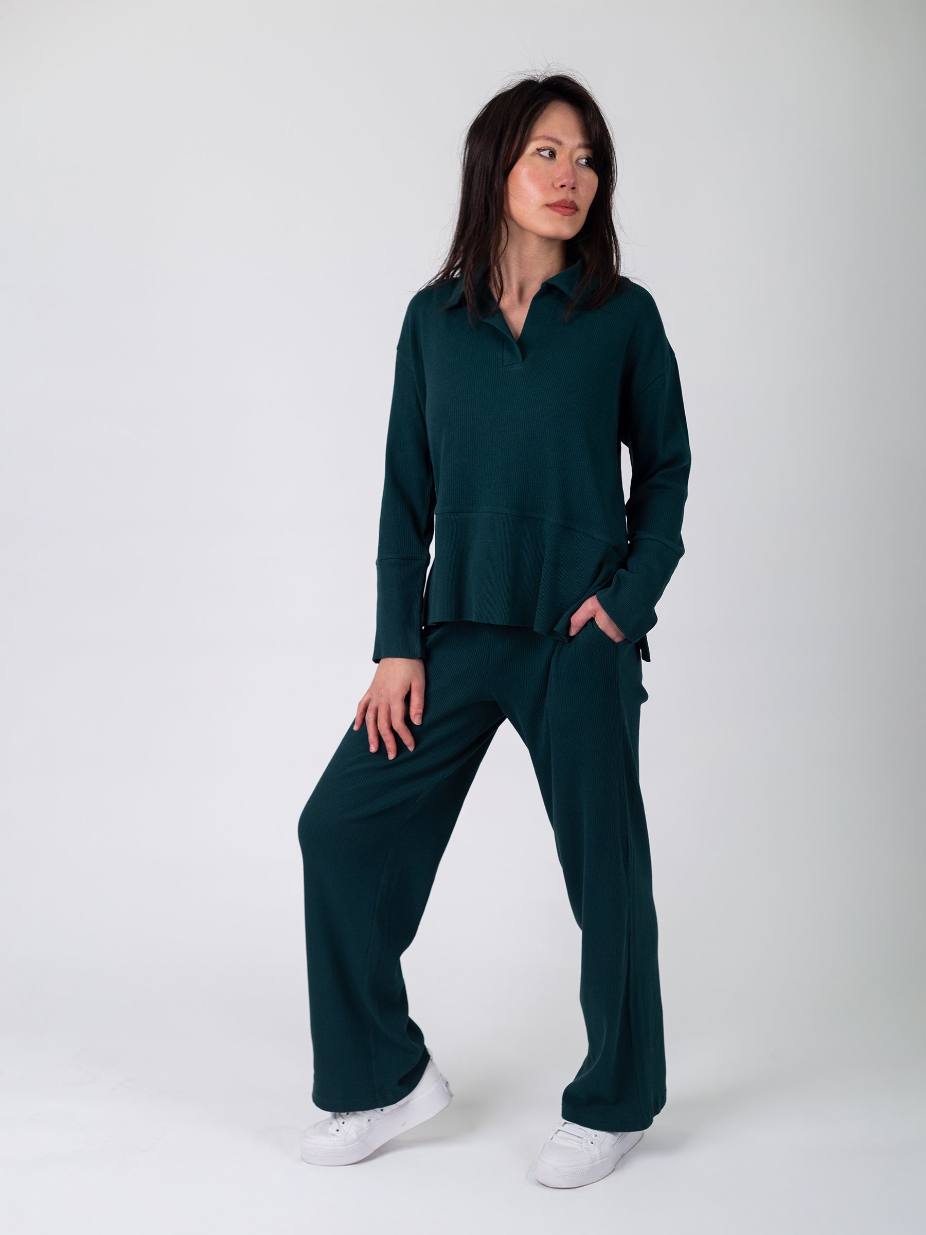 Revive™ Organic Cotton Polo Sweater | Monstera, a Organic Low Impact Activewear by Happy Earth Apparel