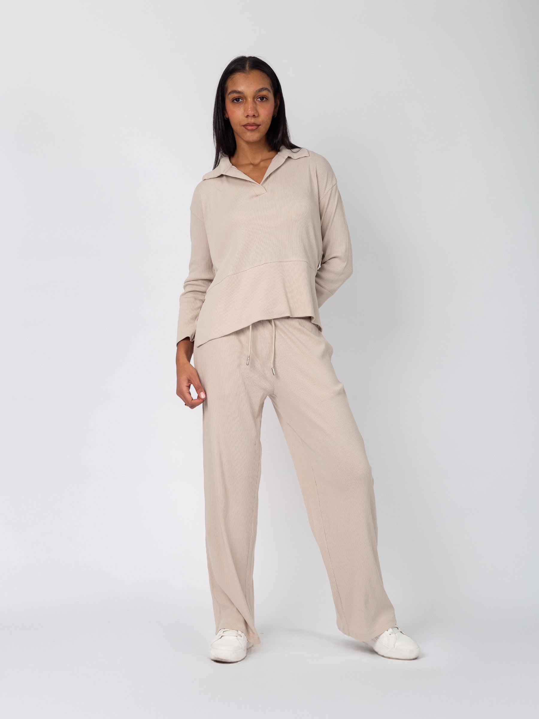 Revive™ Organic Cotton Polo Sweater | Oat, a Organic Low Impact Activewear by Happy Earth Apparel