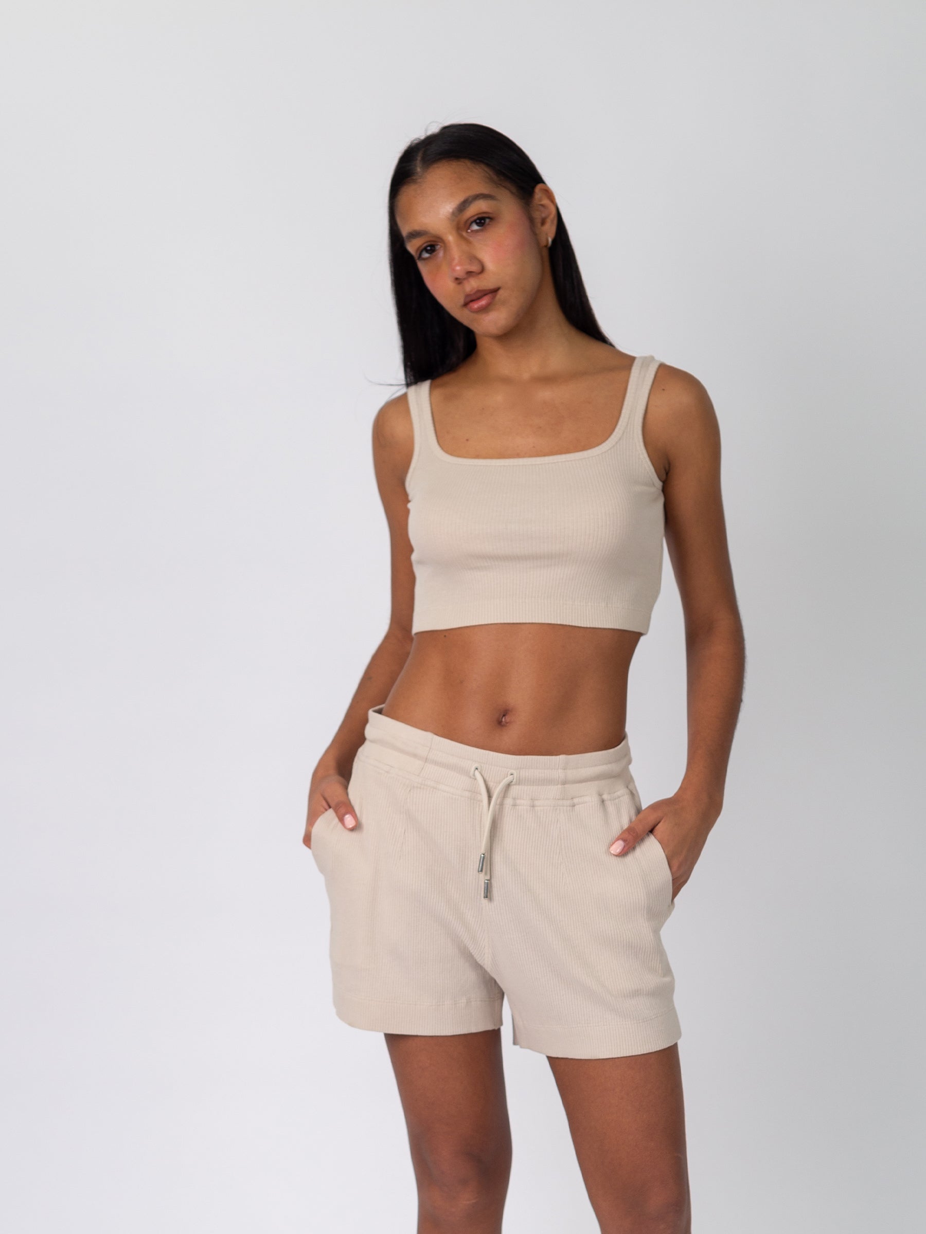 Revive™ Organic Cotton Shorts | Oat-Organic Low Impact Activewear-Happy Earth