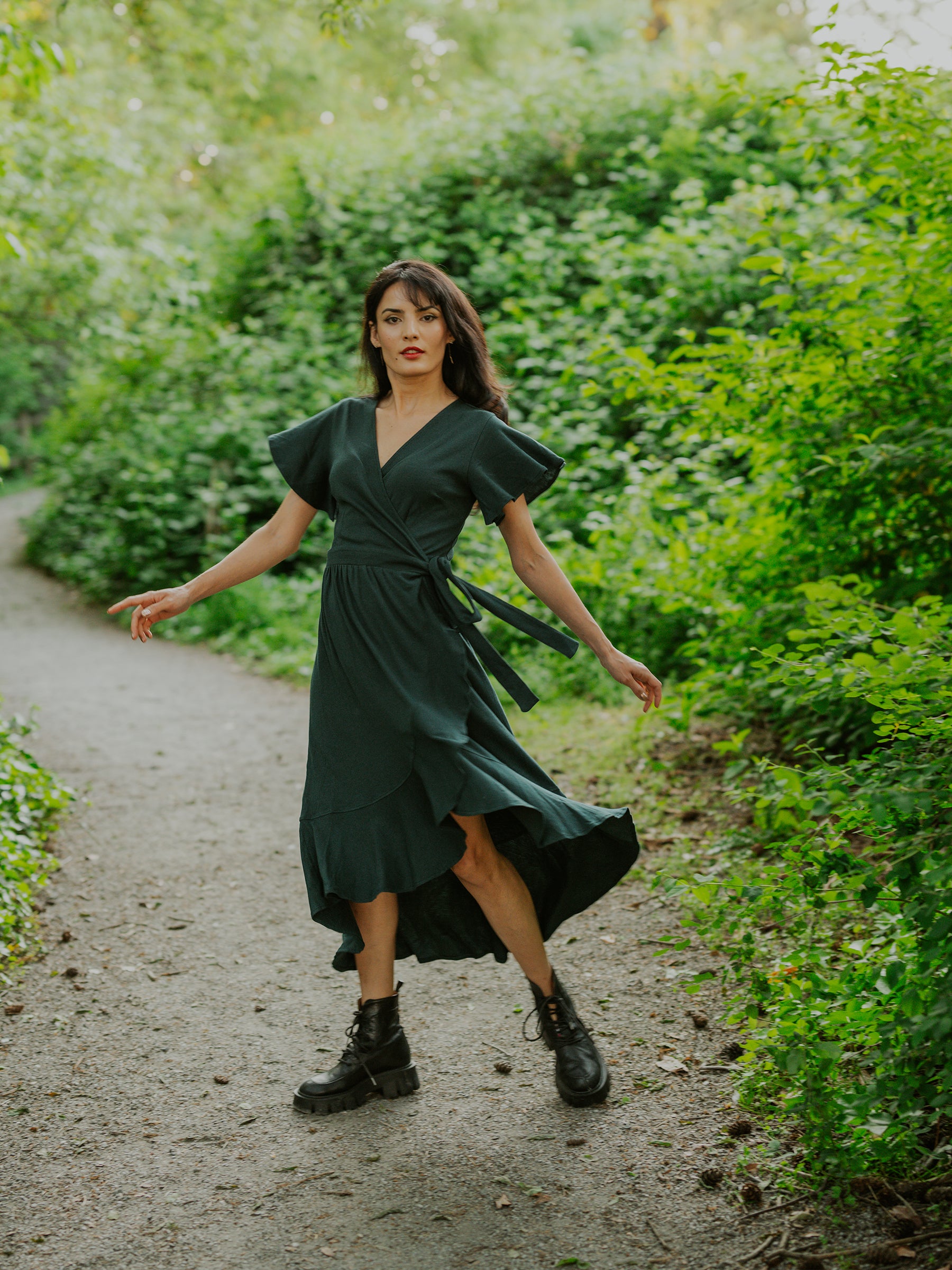 Ruffle Wrap Dress | Monstera, a Organic Dress by Happy Earth Apparel
