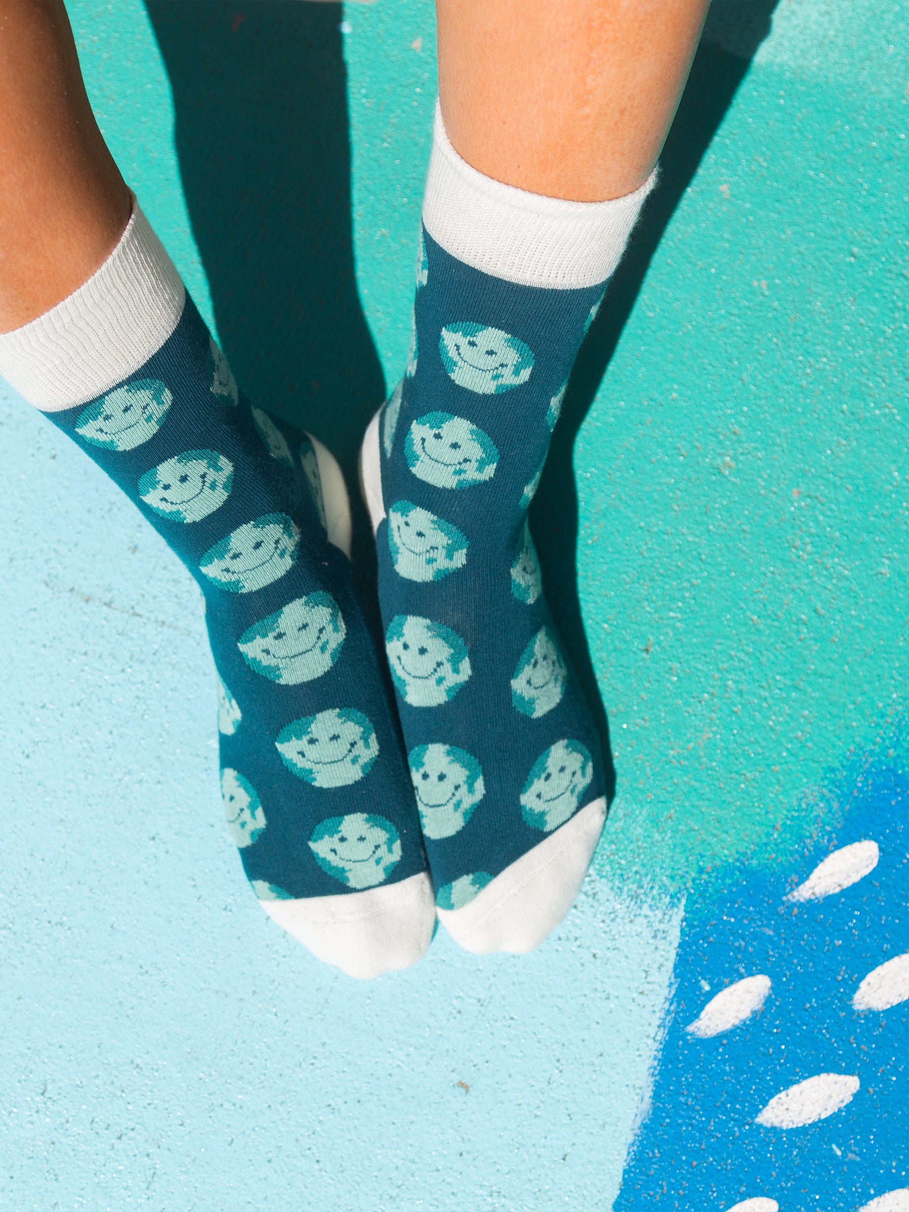 Smiley Planet Socks-Organic Socks-Happy Earth